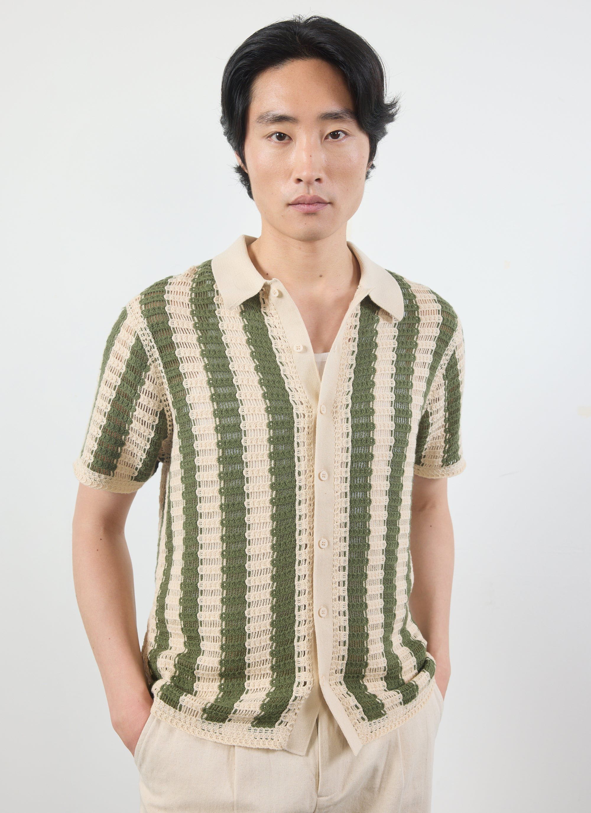 Barletta Knitted Shirt | Cotton | Olive - Image 3