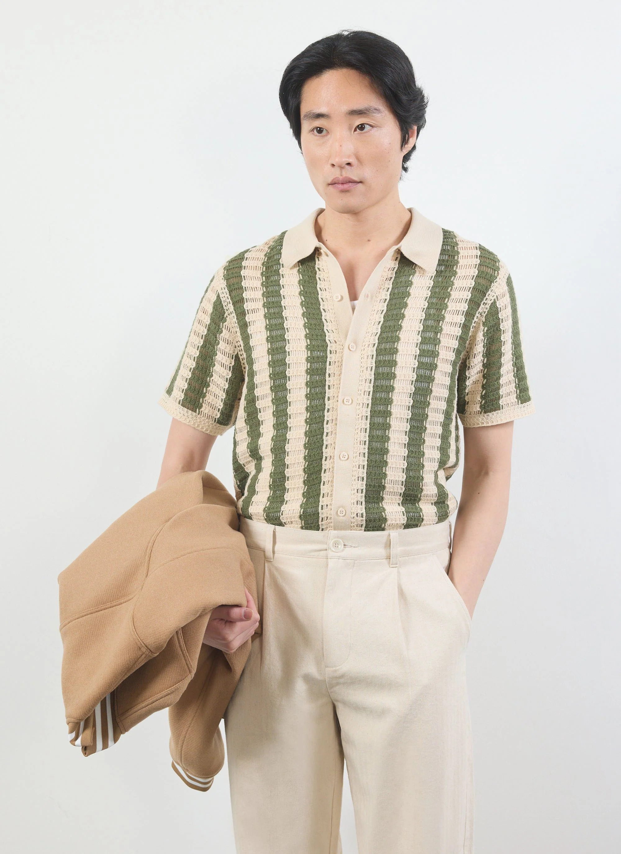 Barletta Knitted Shirt | Cotton | Olive - Image 5