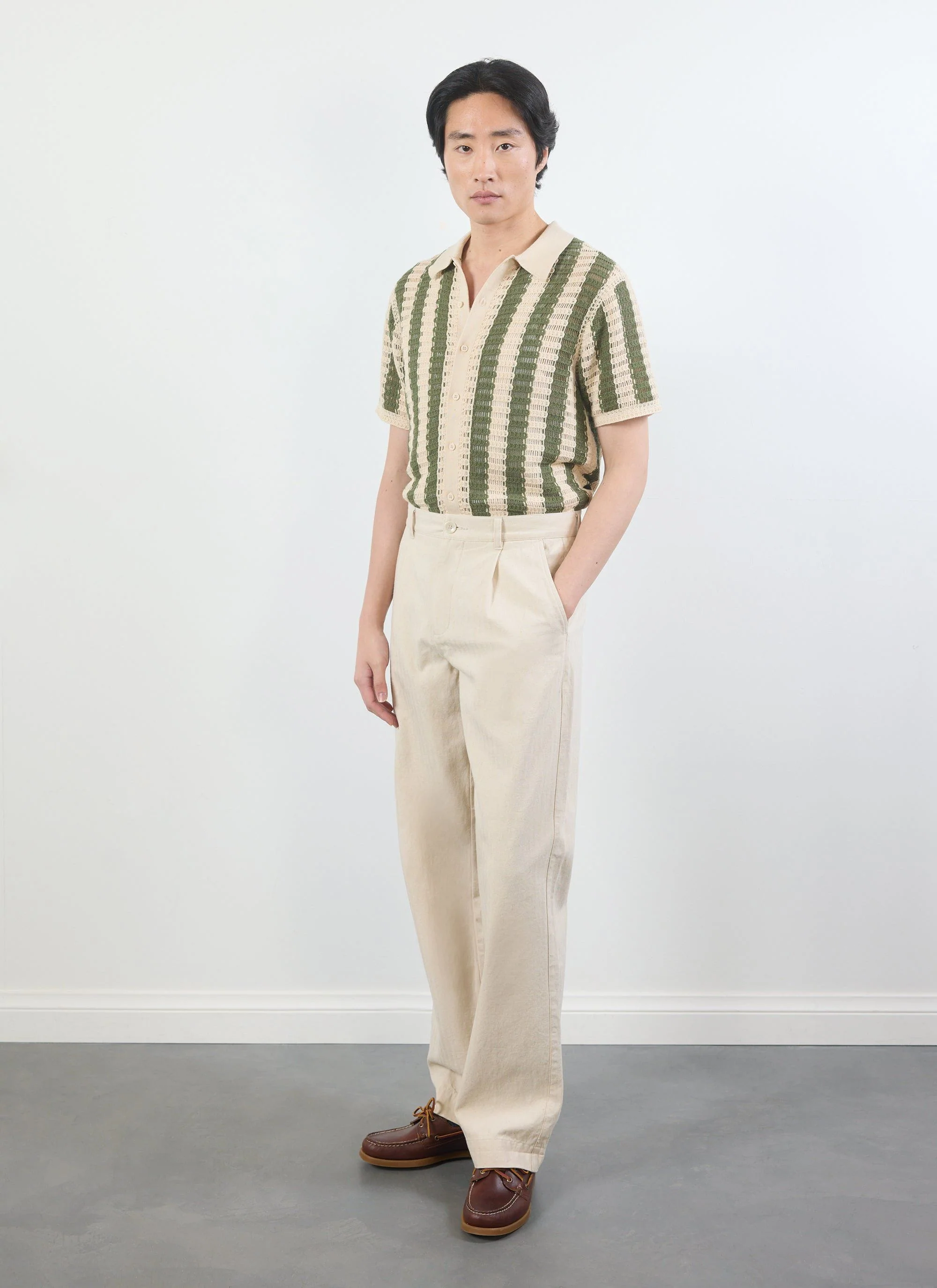 Barletta Knitted Shirt | Cotton | Olive - Image 6