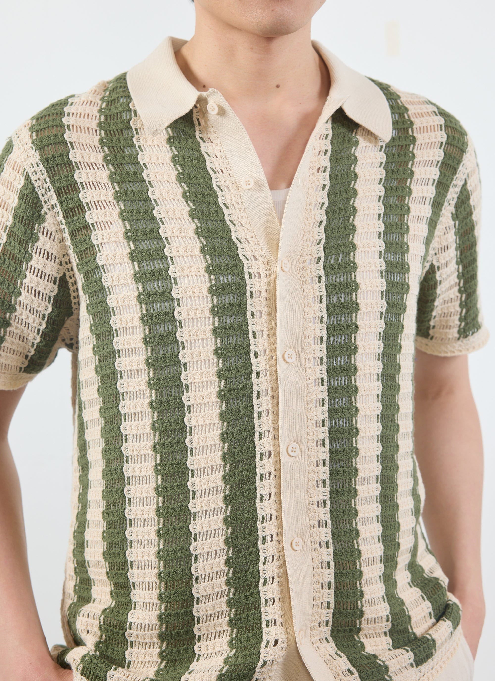 Barletta Knitted Shirt | Cotton | Olive - Image 7