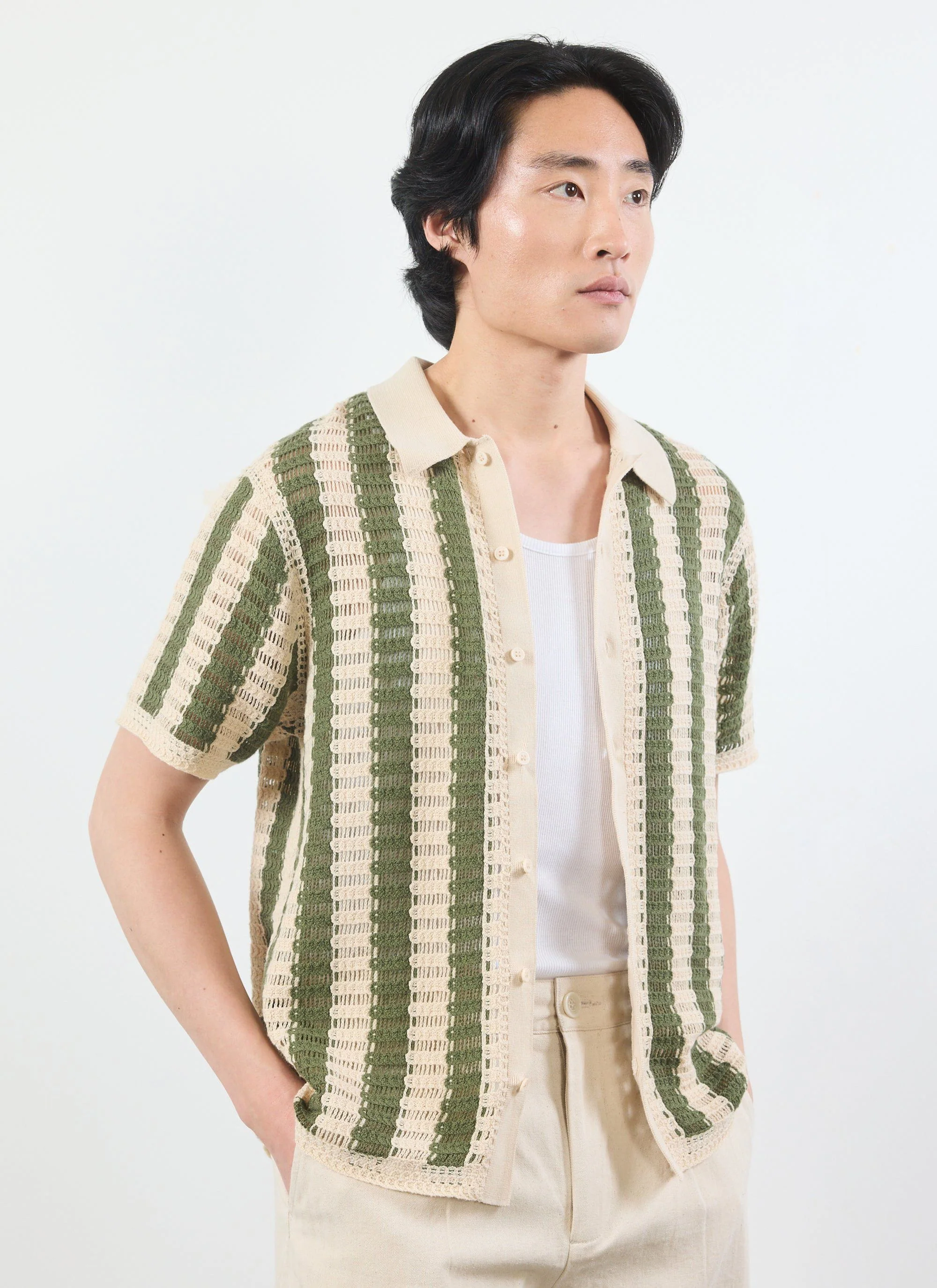 Barletta Knitted Shirt | Cotton | Olive - Image 8
