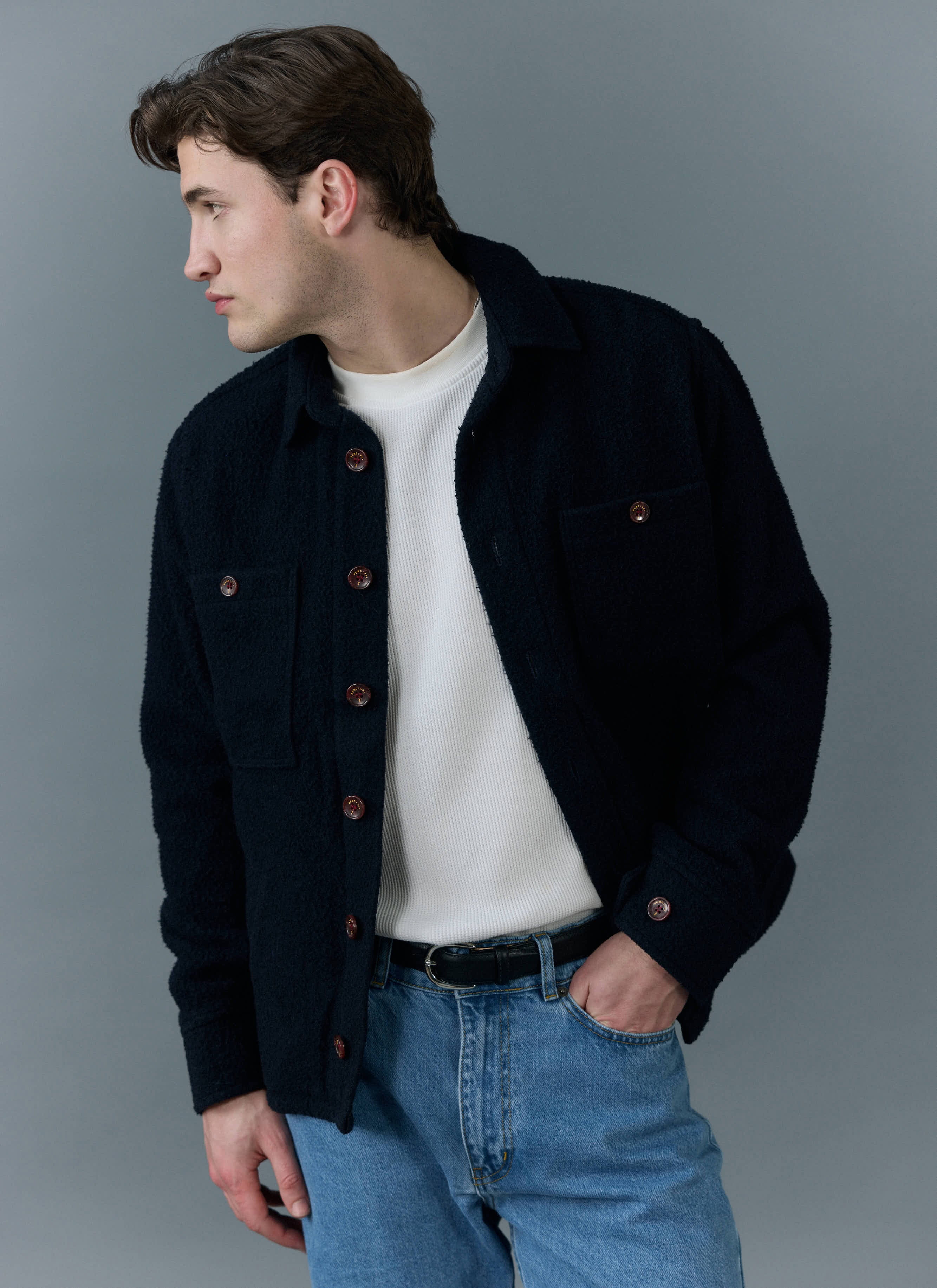 Blanket Overshirt | Casentino Wool | Navy - Image 5