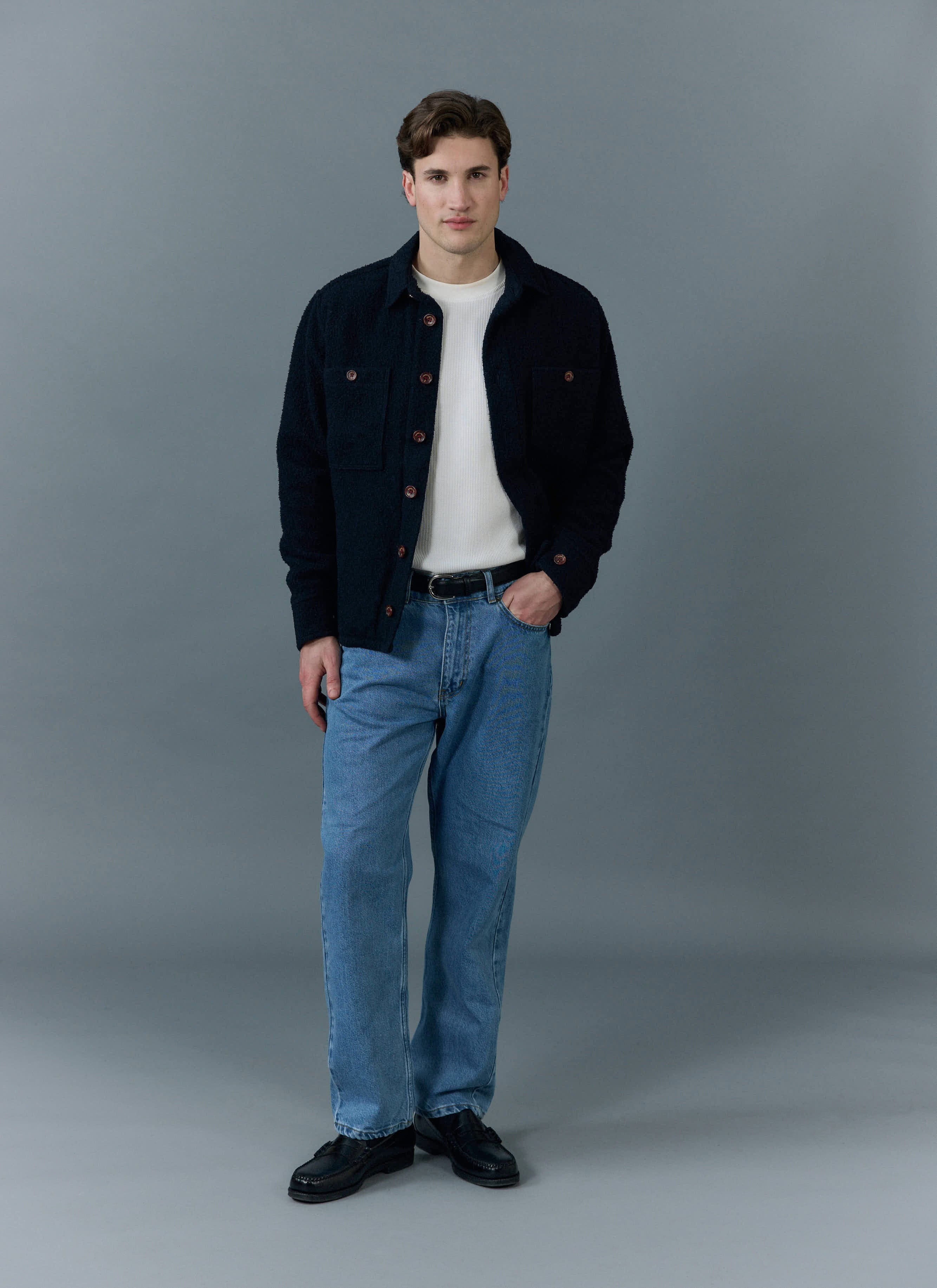 Blanket Overshirt | Casentino Wool | Navy - Image 7