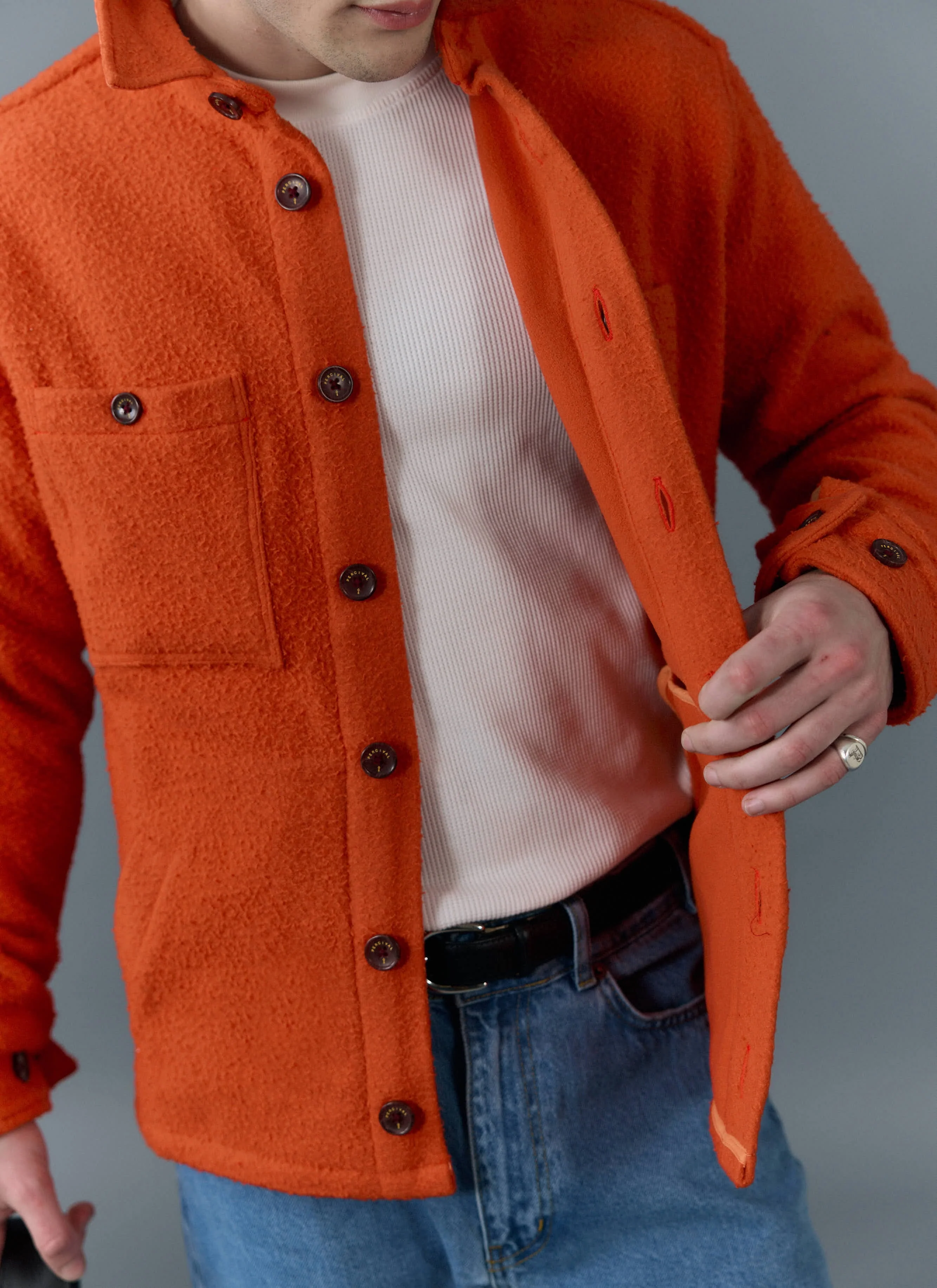 Blanket Overshirt | Casentino Wool | Orange - Image 4