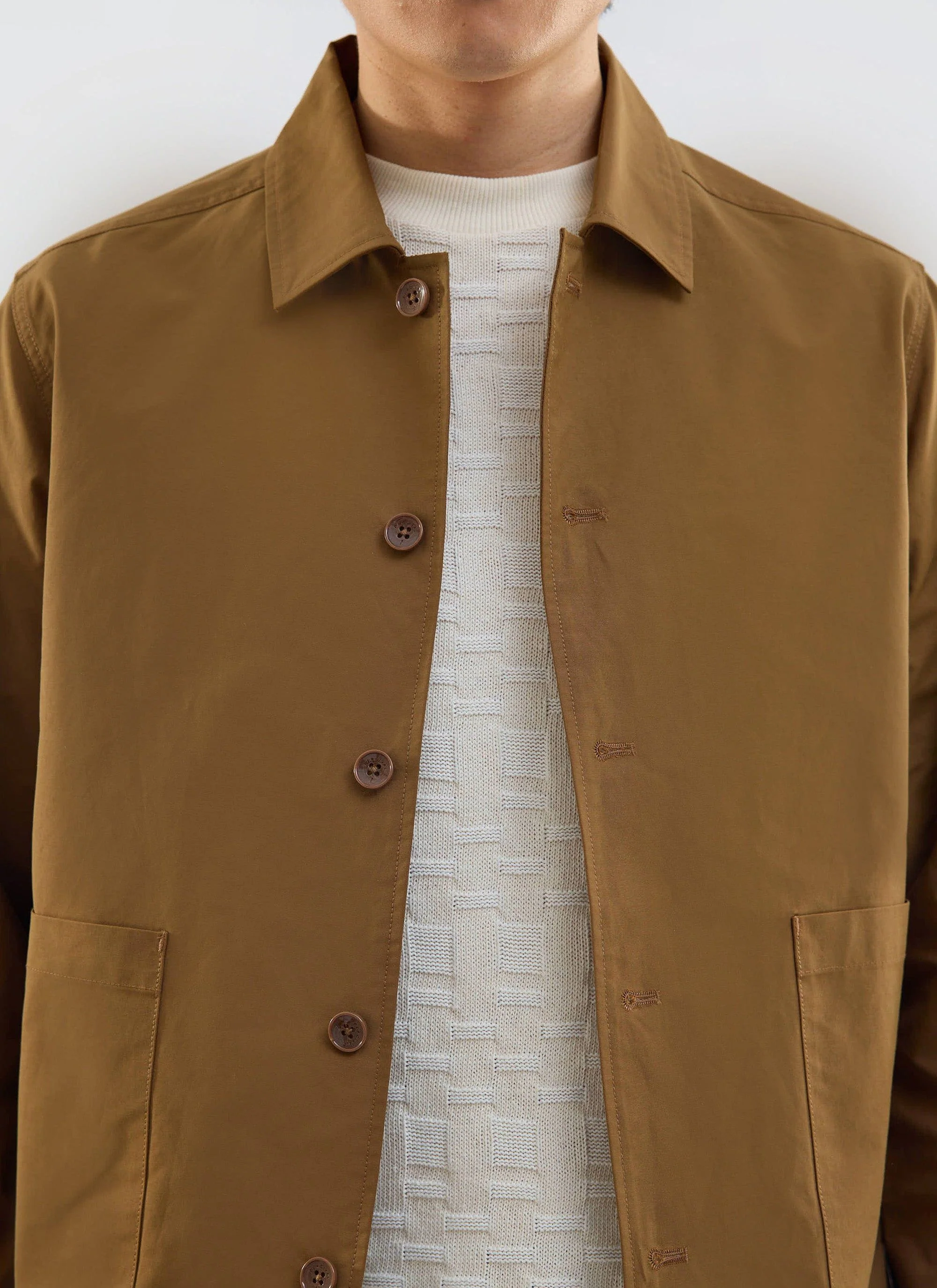 Boxy Cropped Pocket Overshirt | Brown - Image 4