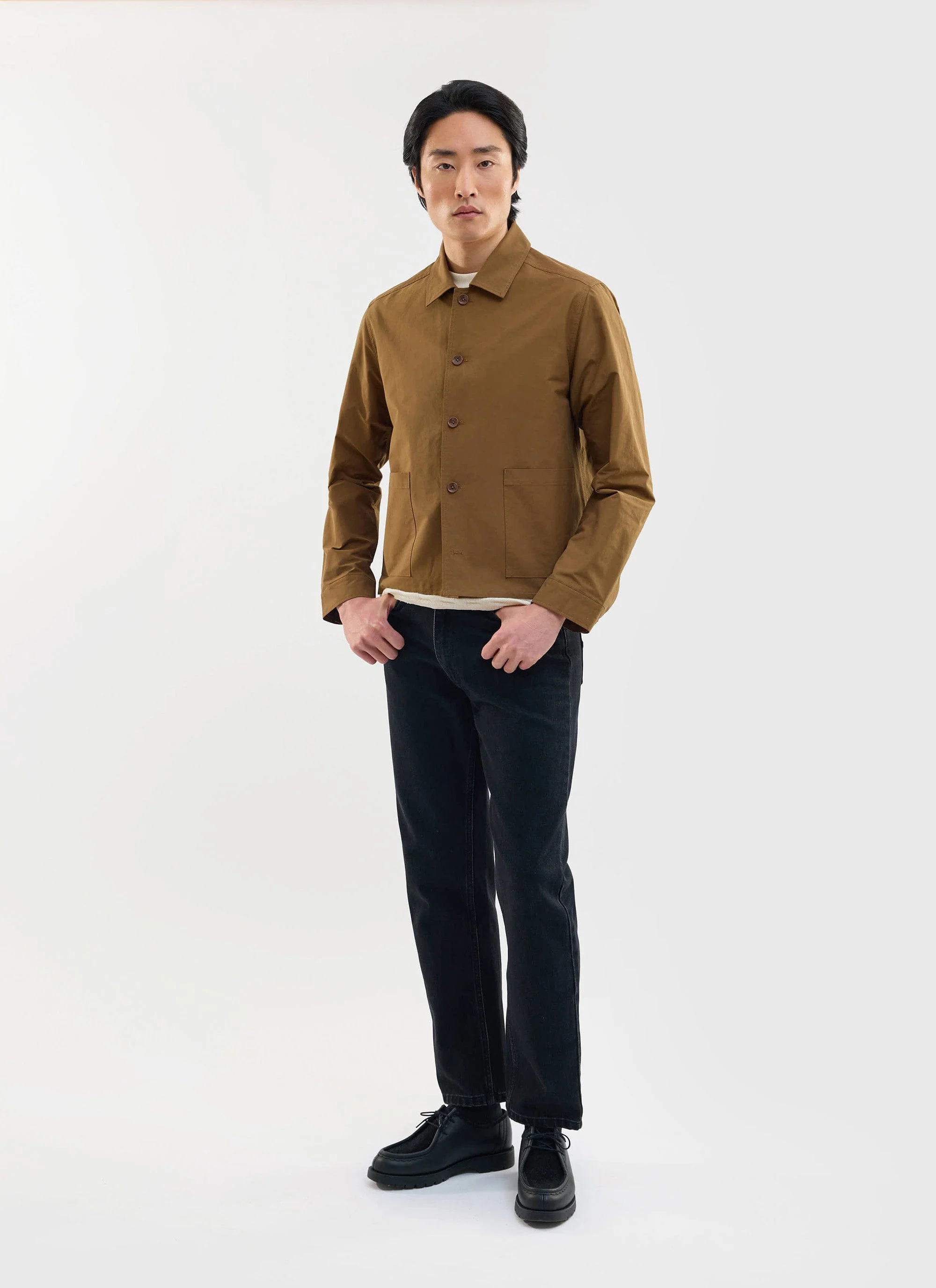 Boxy Cropped Pocket Overshirt | Brown - Image 7