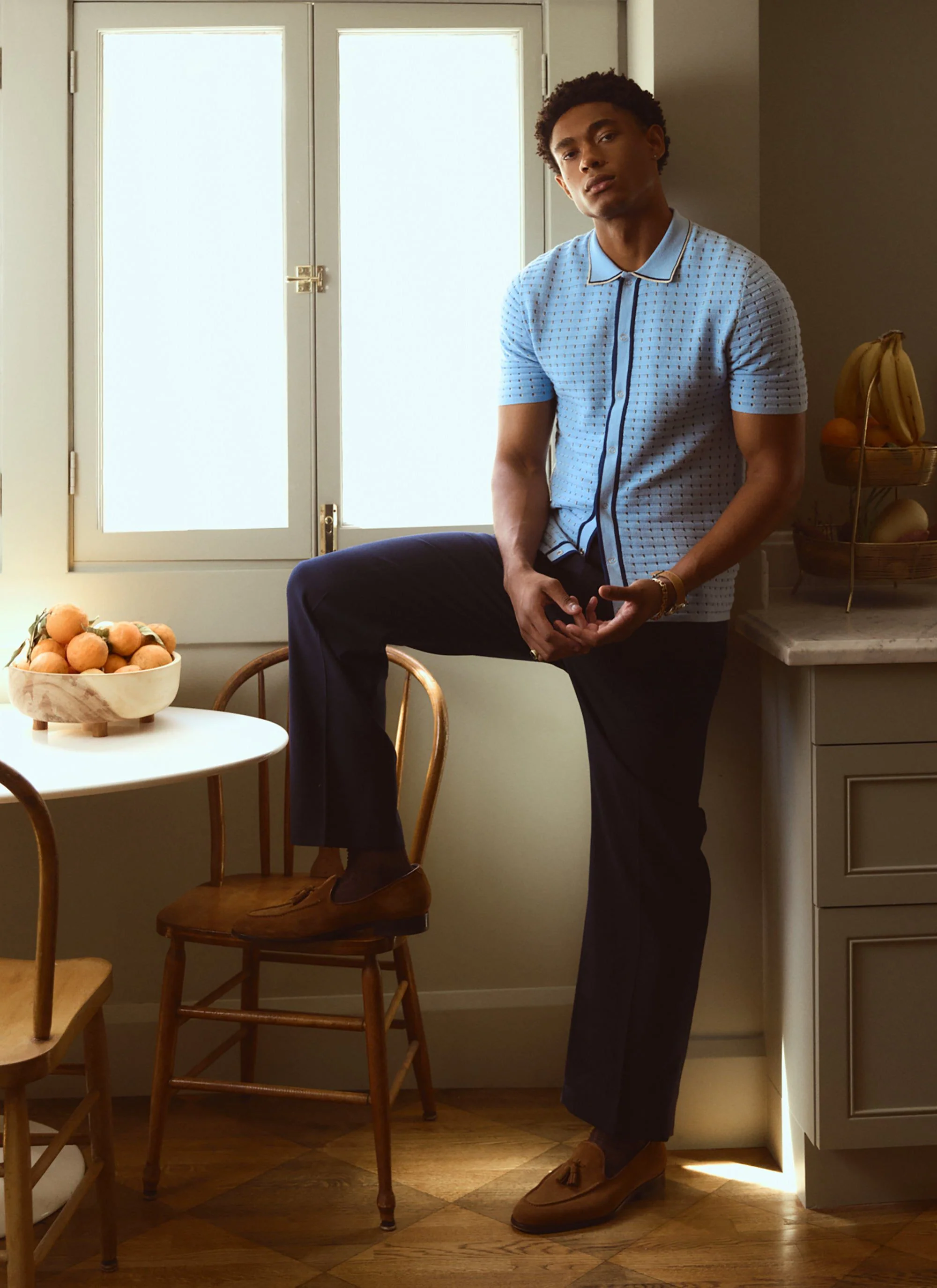 Broken Stripe Knitted Shirt | Percival x Ilaria | Blue - Image 3