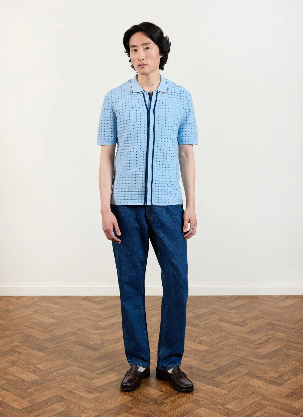 Broken Stripe Knitted Shirt | Percival x Ilaria | Blue - Image 5
