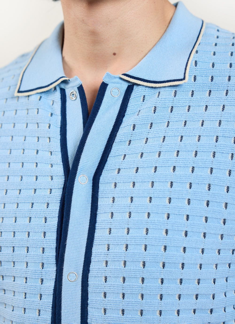 Broken Stripe Knitted Shirt | Percival x Ilaria | Blue - Image 6