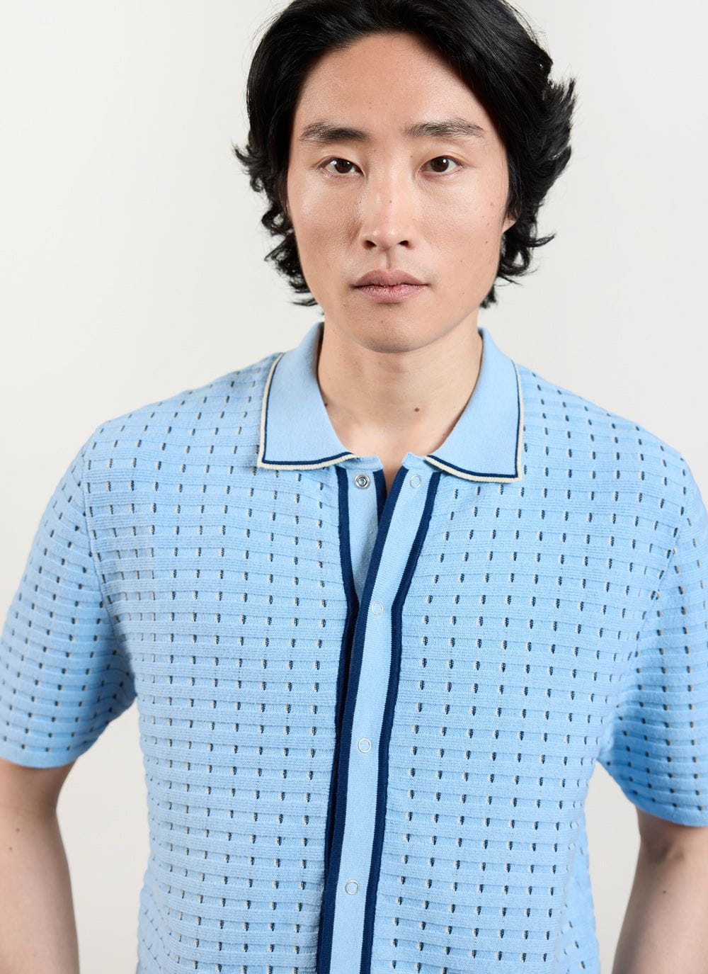 Broken Stripe Knitted Shirt | Percival x Ilaria | Blue - Image 7