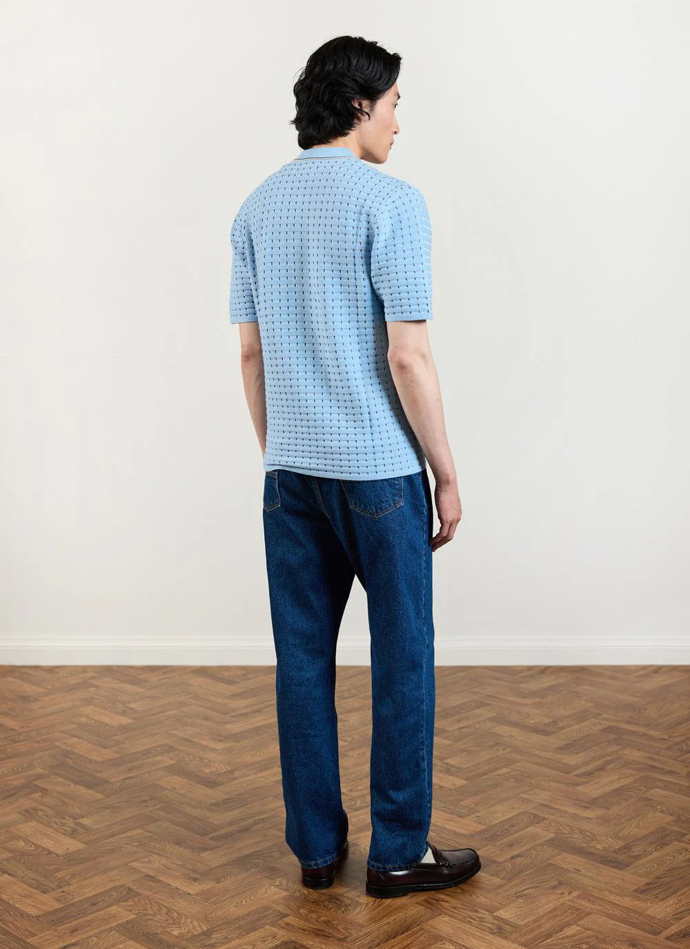 Broken Stripe Knitted Shirt | Percival x Ilaria | Blue - Image 8