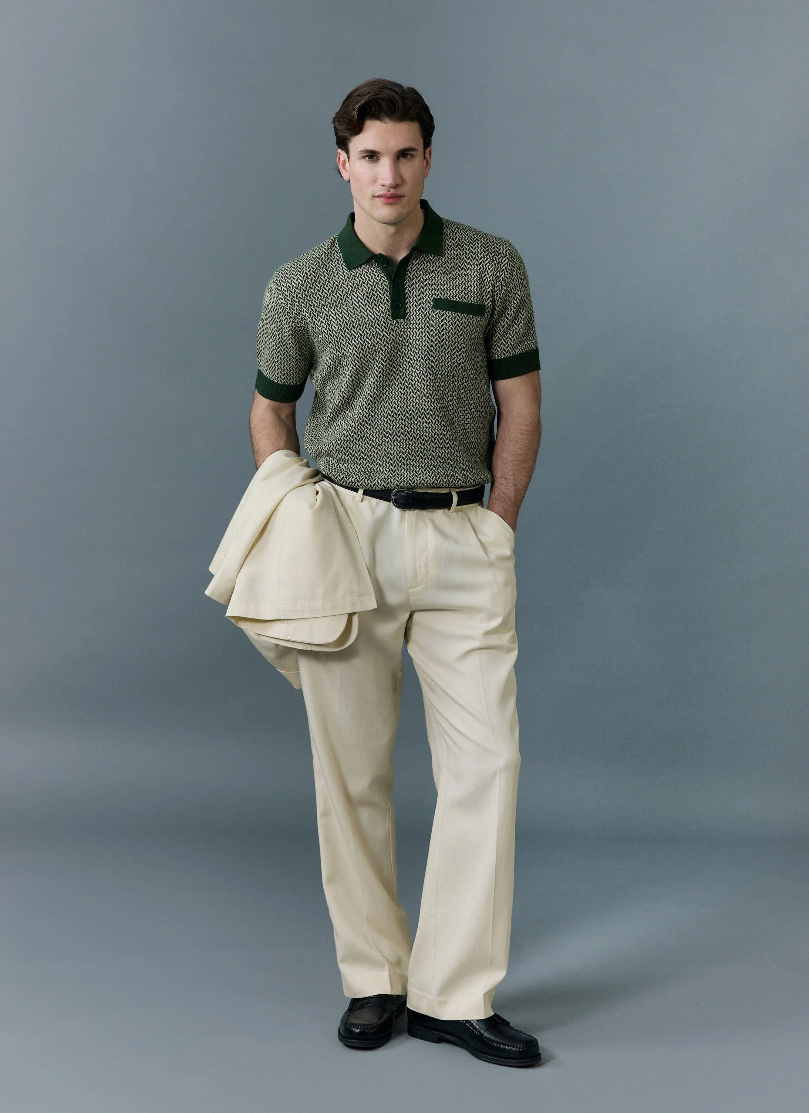 Casa Martini Knitted Polo | Cotton | Forest - Image 5