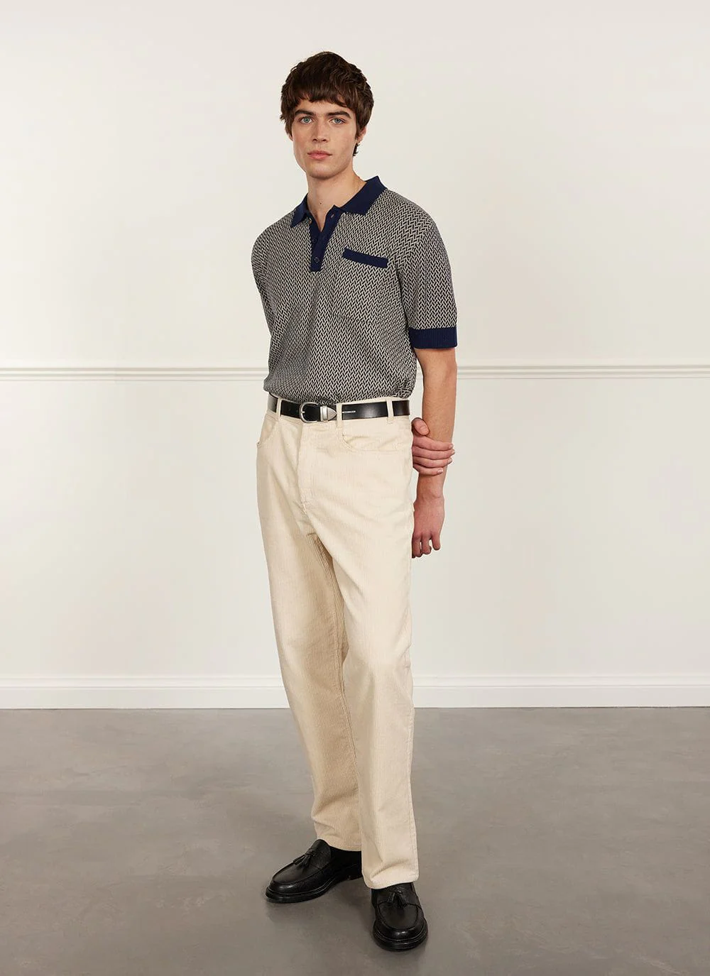 Casa Martini Knitted Polo | Cotton | Navy - Image 3