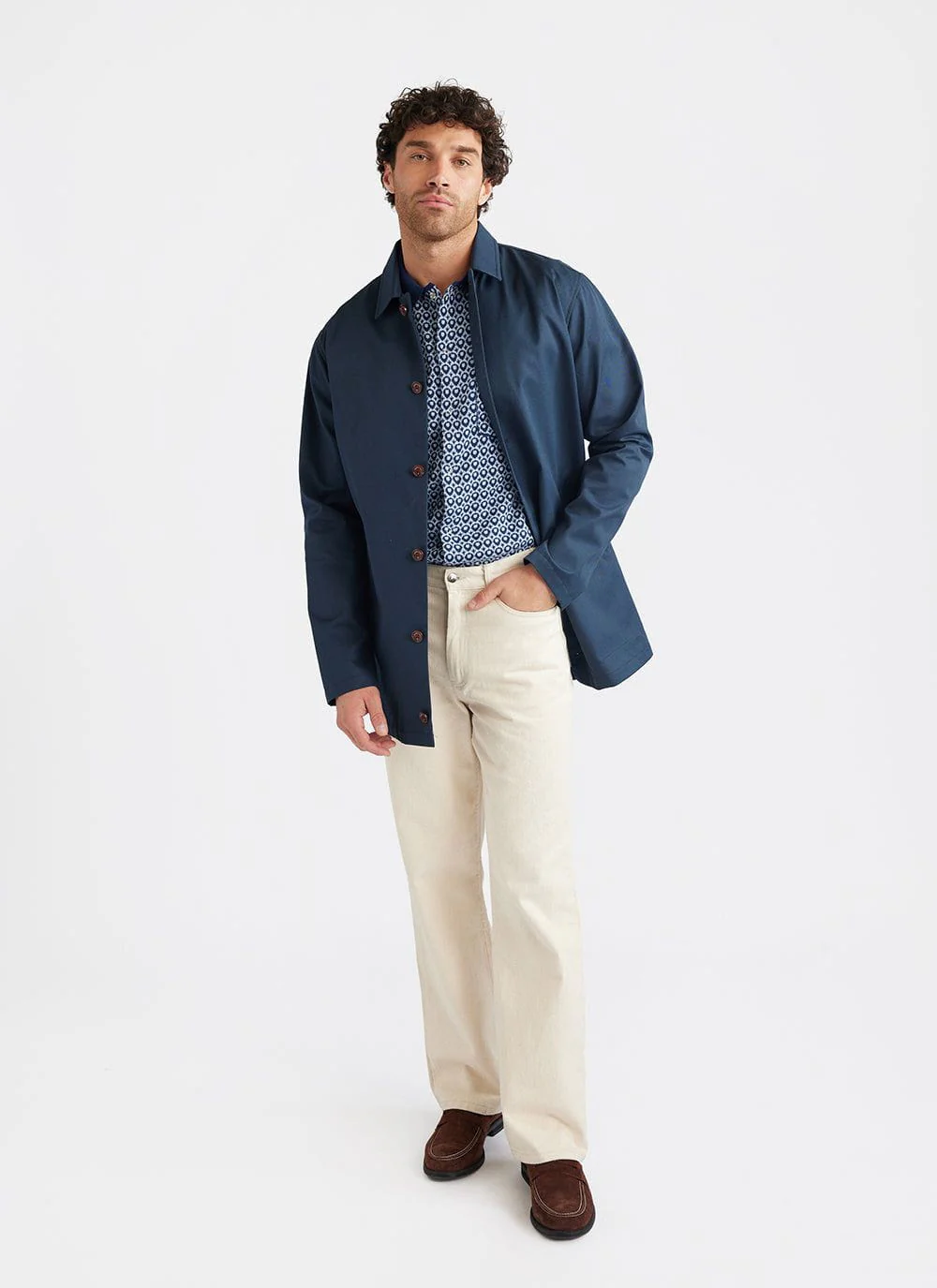 Casa Piccante Shirt | Knitted Cotton | Blue Jacquard - Image 10