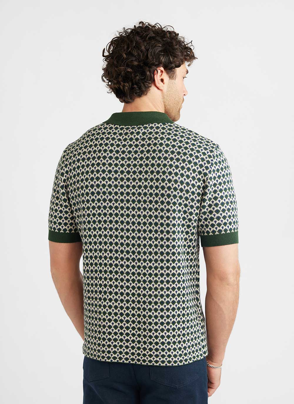 Casa Piccante Shirt | Knitted Cotton | Green Jacquard - Image 7