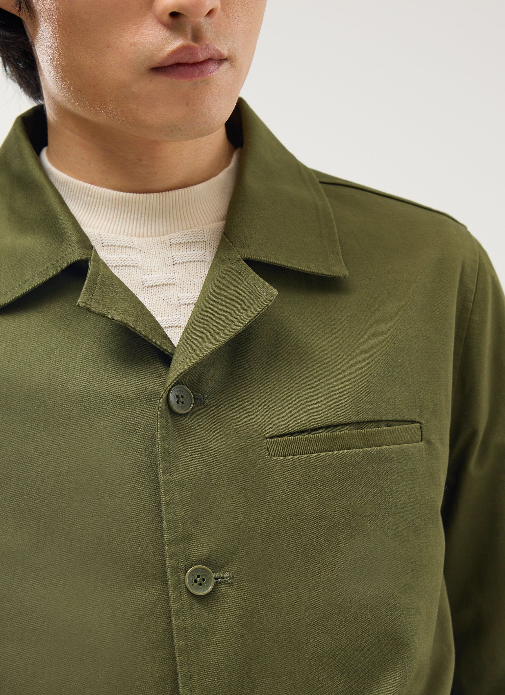 Casual Workwear Jacket | Cotton | Khaki - Image 5