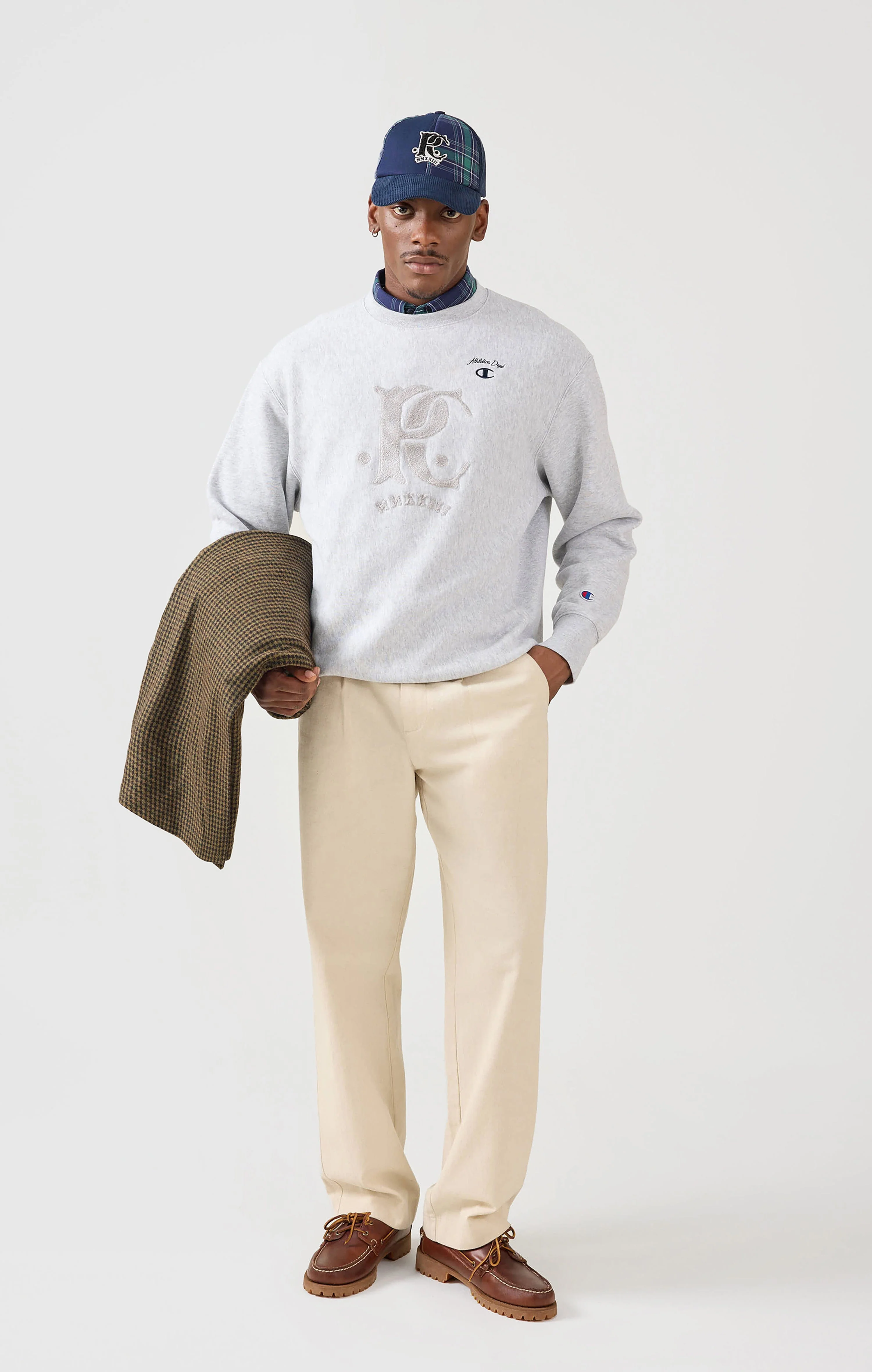 Chenille Patch Jersey Sweatshirt | Champion x Percival | Grey - Image 4