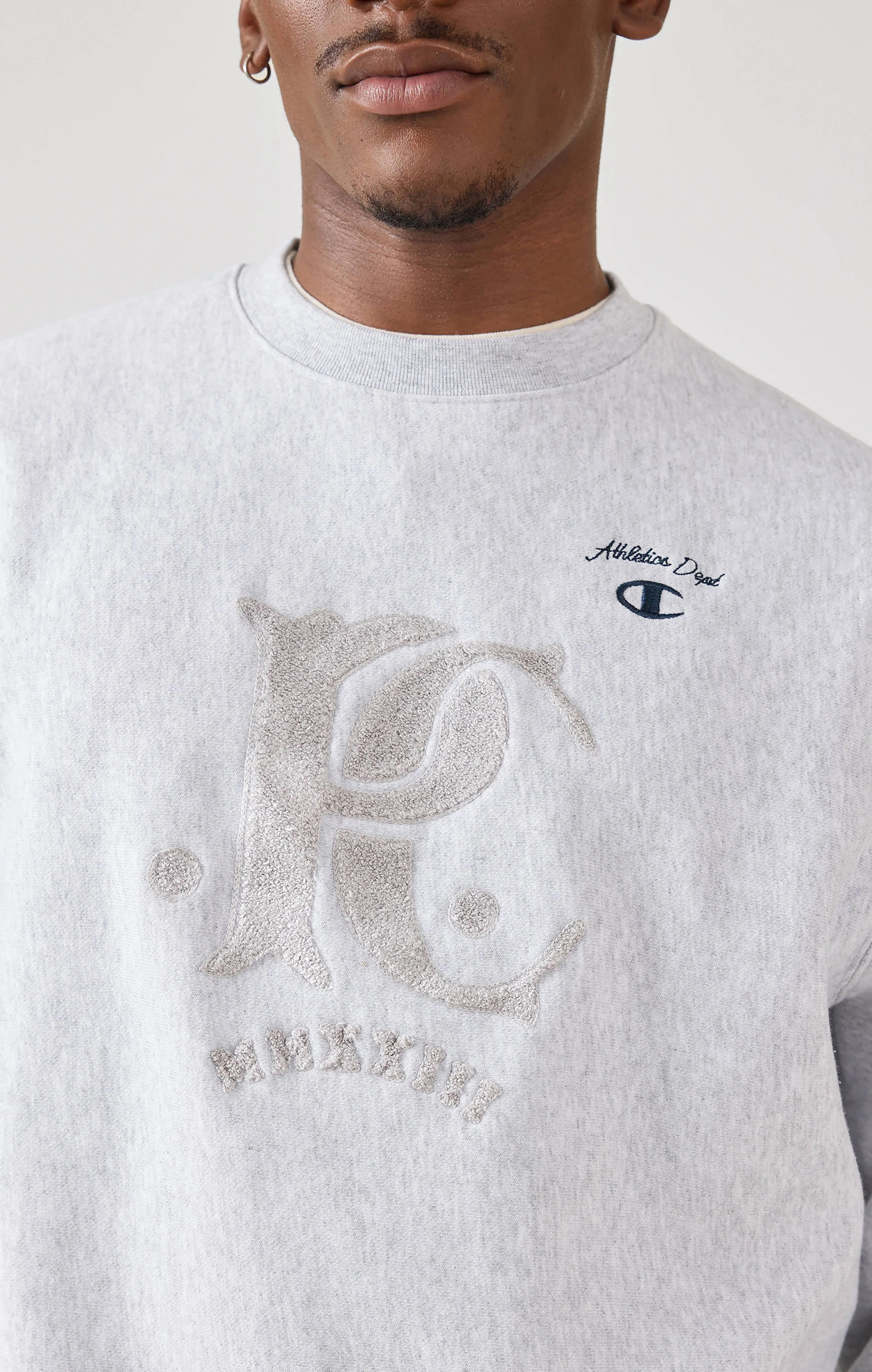 Chenille Patch Jersey Sweatshirt | Champion x Percival | Grey - Image 5