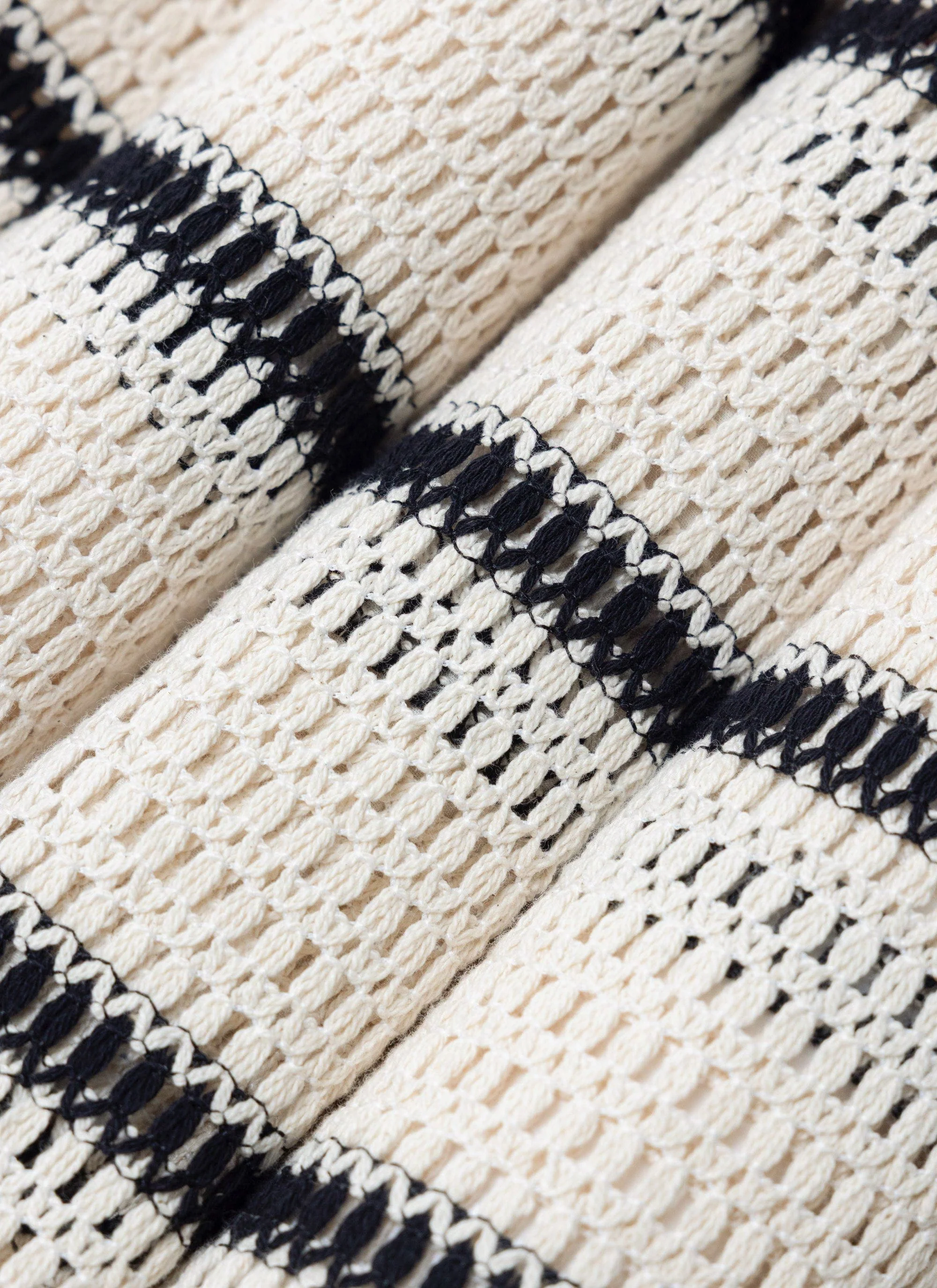 Crochet Groundsman Cuban Shirt | Ecru with Black - Image 7