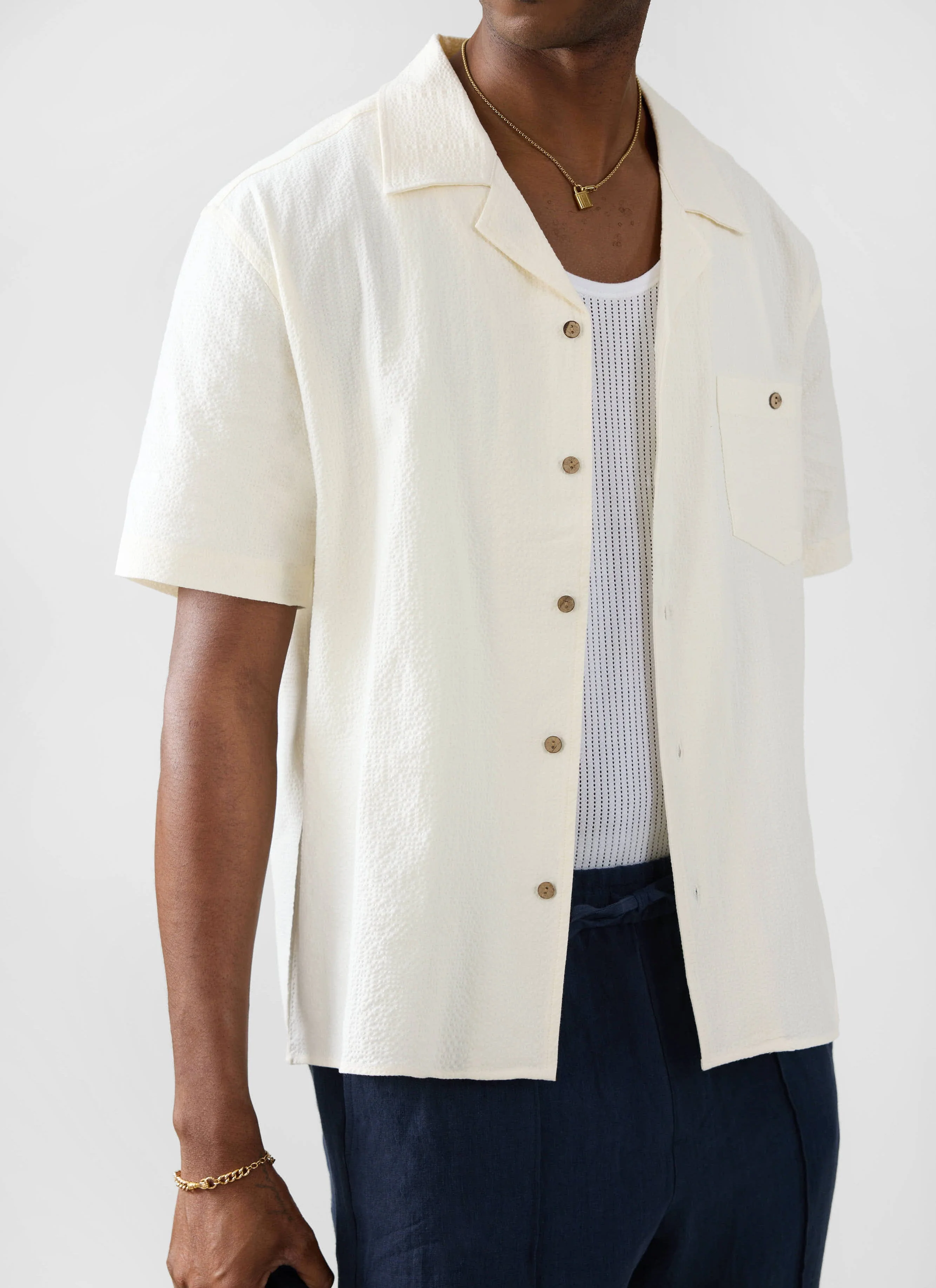 Cuban Shirt | Seersucker | Ecru - Image 5