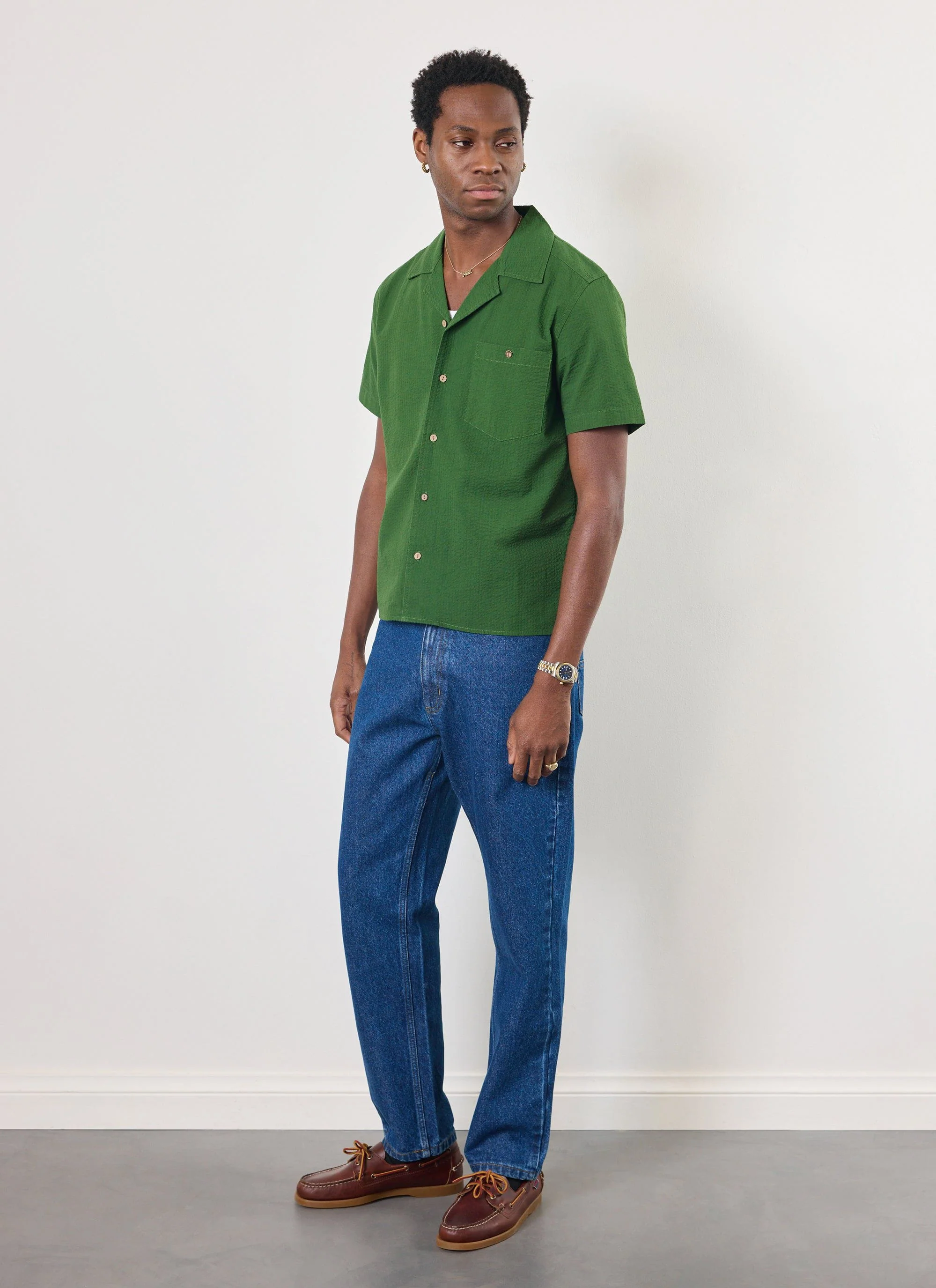 Cuban Shirt | Seersucker | Forest - Image 5