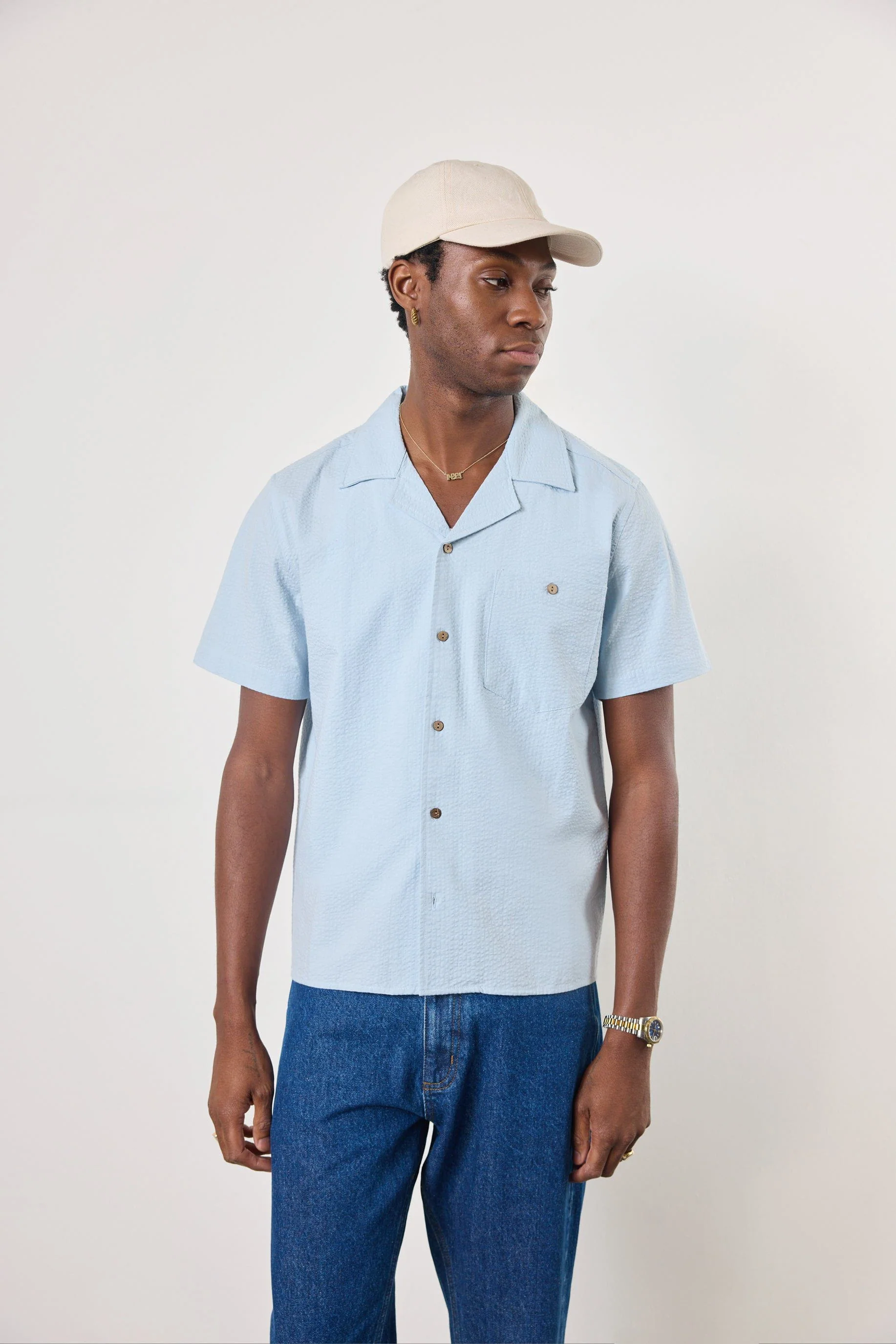 Cuban Shirt | Seersucker | Light Blue - Image 3