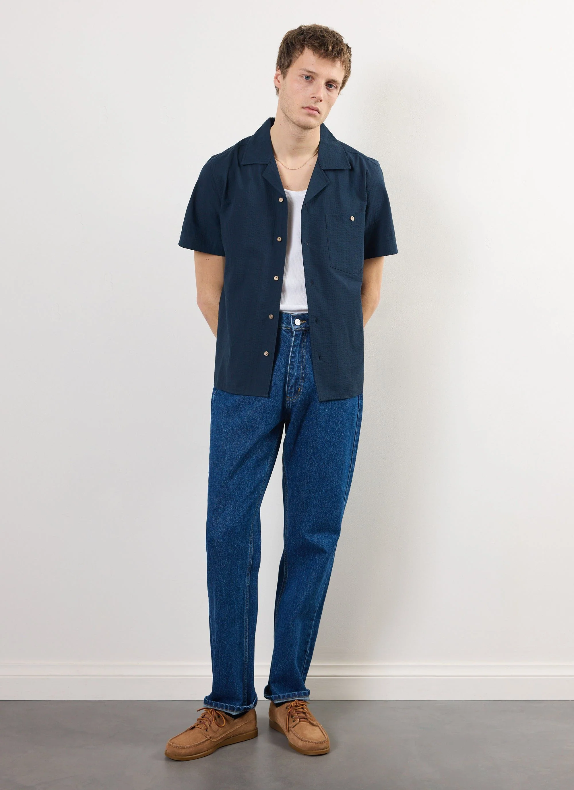 Cuban Shirt | Seersucker | Navy - Image 3