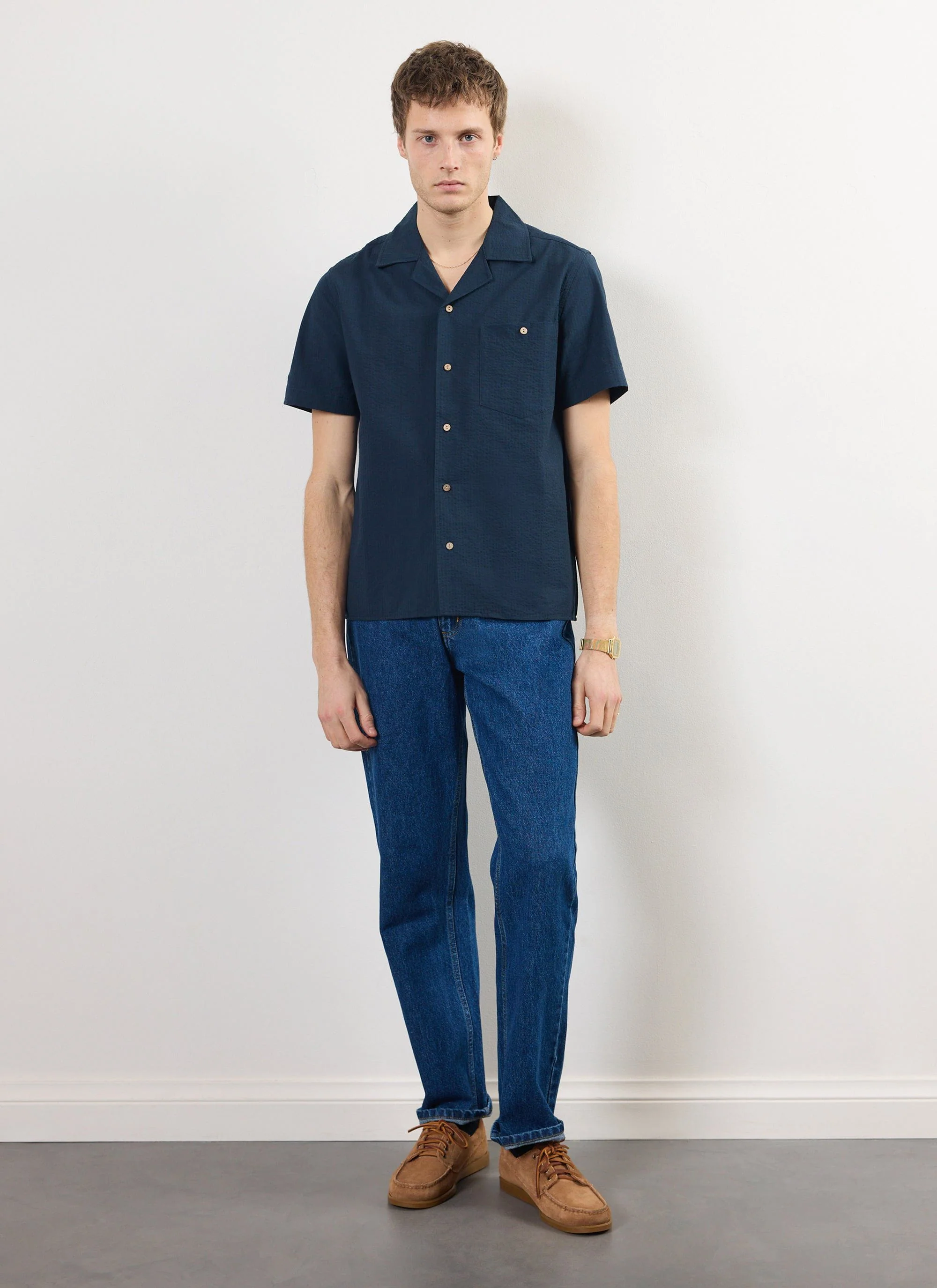Cuban Shirt | Seersucker | Navy - Image 4