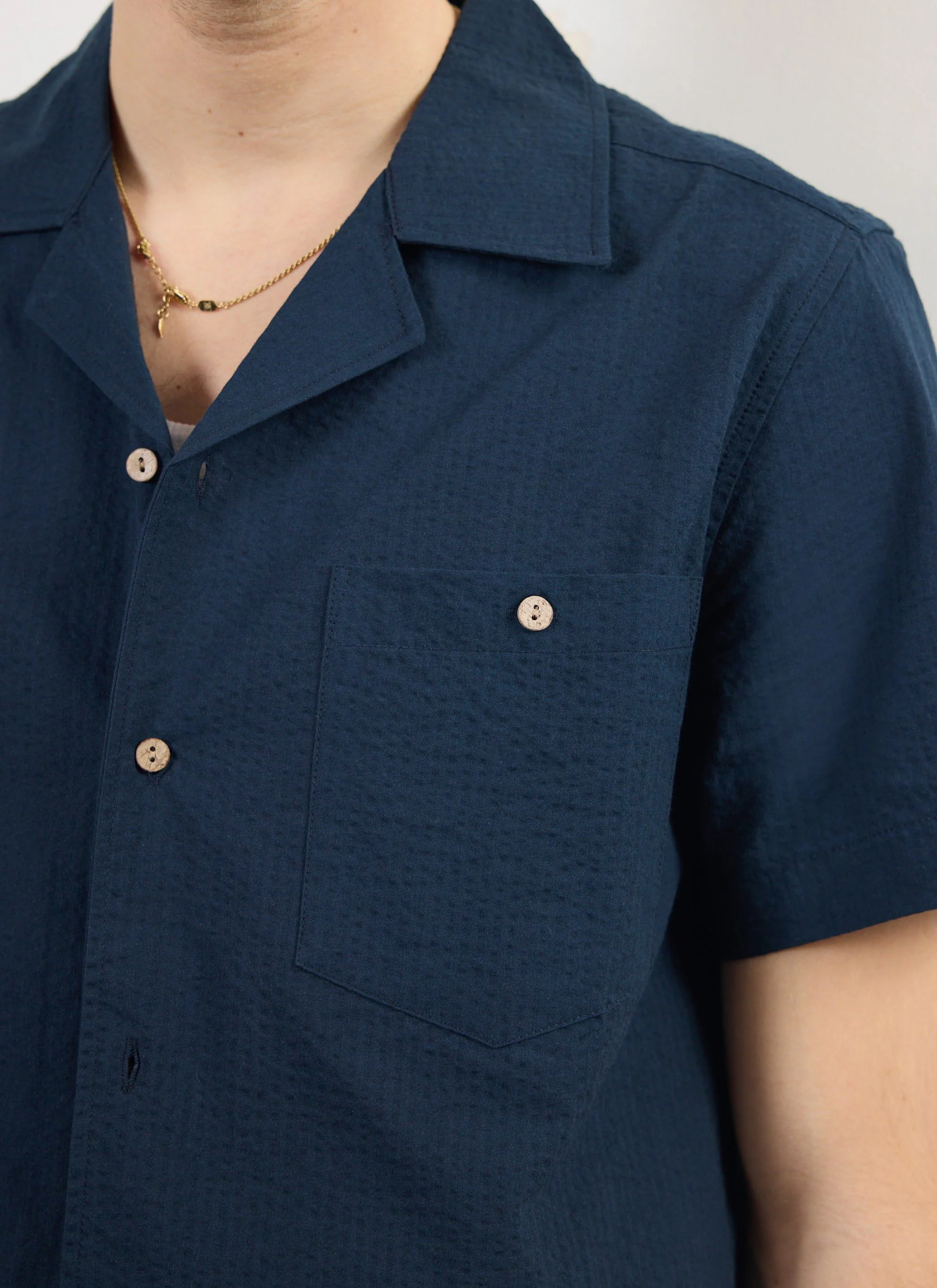 Cuban Shirt | Seersucker | Navy - Image 5