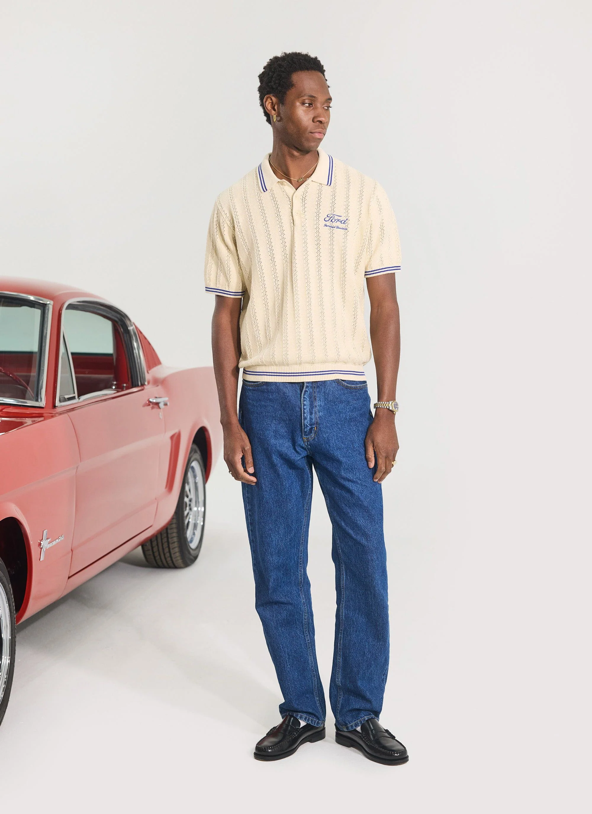 Dealership Knitted Polo | Percival x Ford | Ecru - Image 3