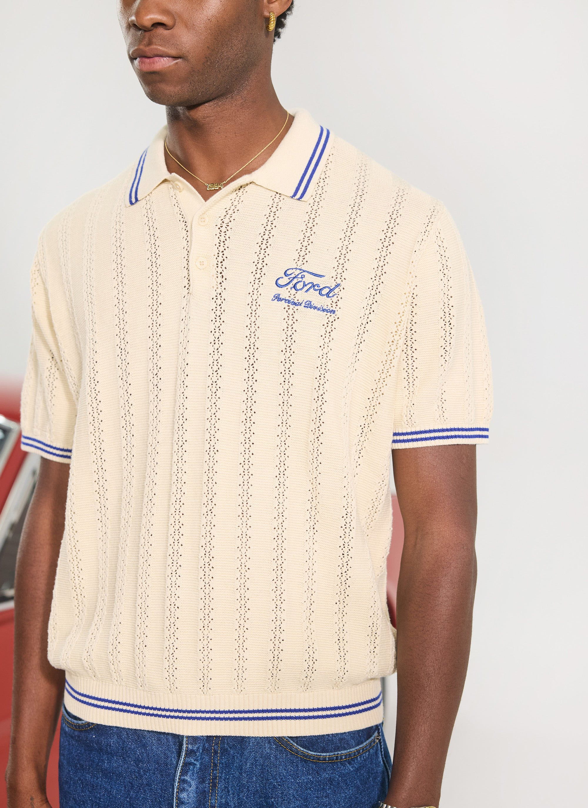 Dealership Knitted Polo | Percival x Ford | Ecru - Image 4
