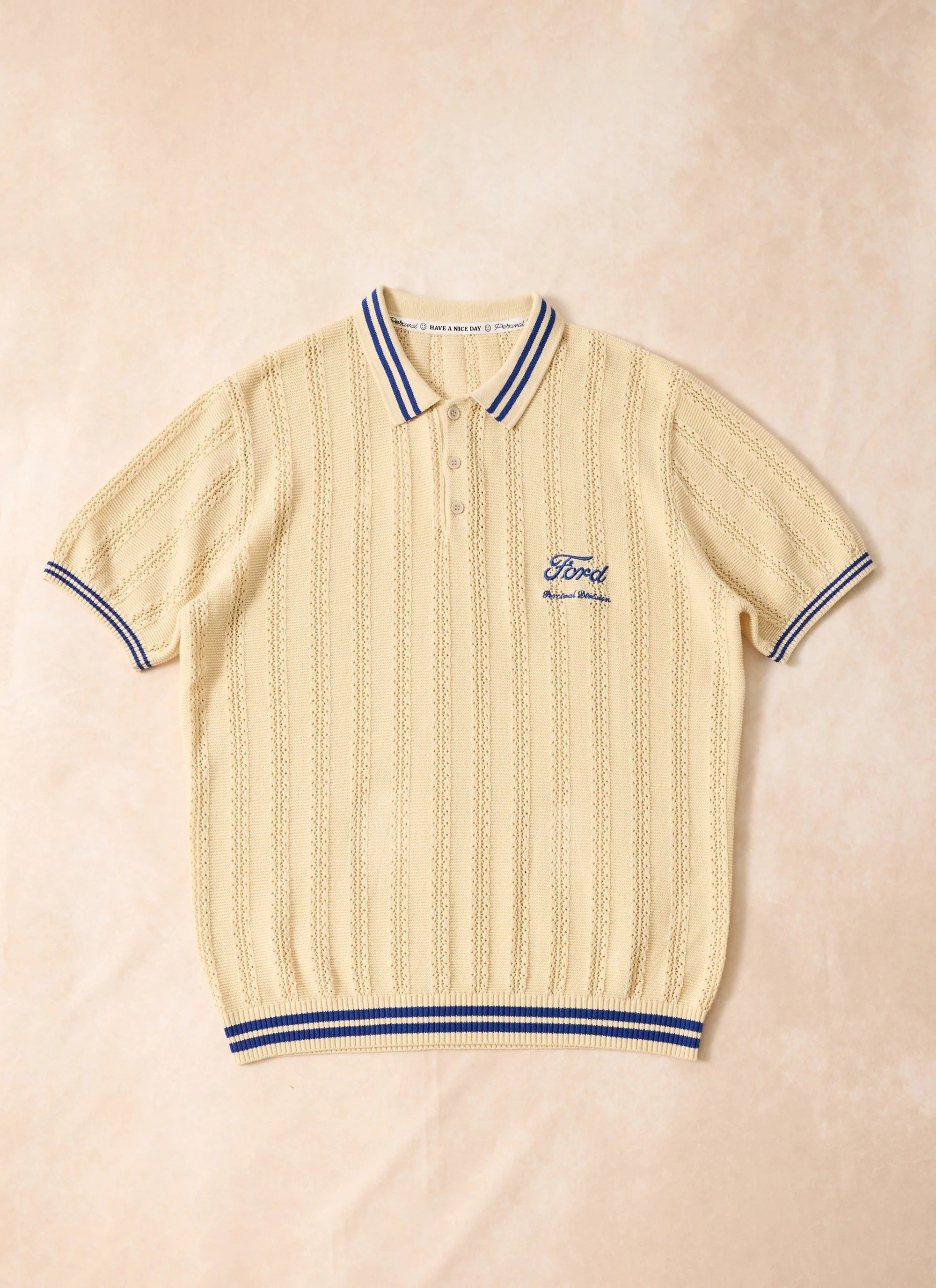 Dealership Knitted Polo | Percival x Ford | Ecru - Image 7