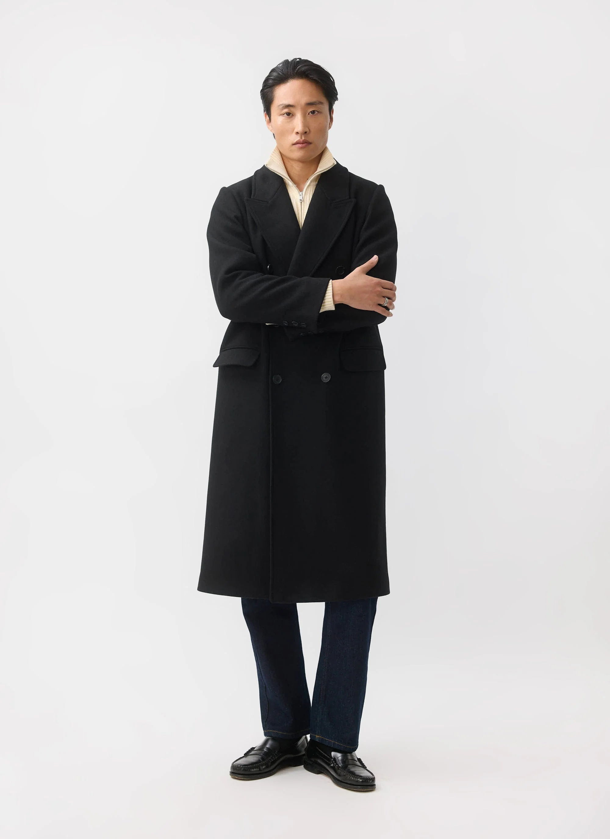 Double Breasted Overcoat | Wool | Black - Image 10