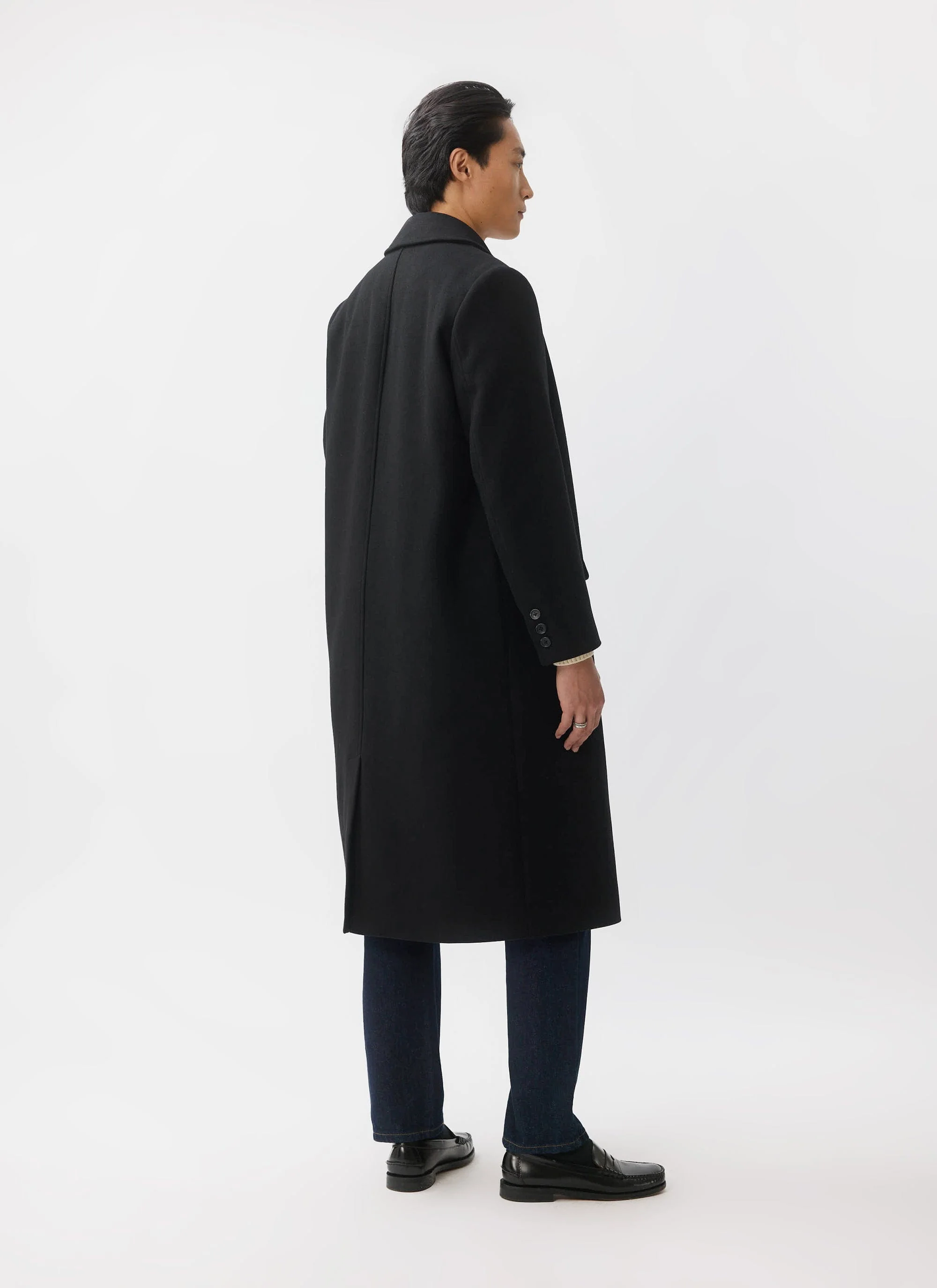Double Breasted Overcoat | Wool | Black - Image 3