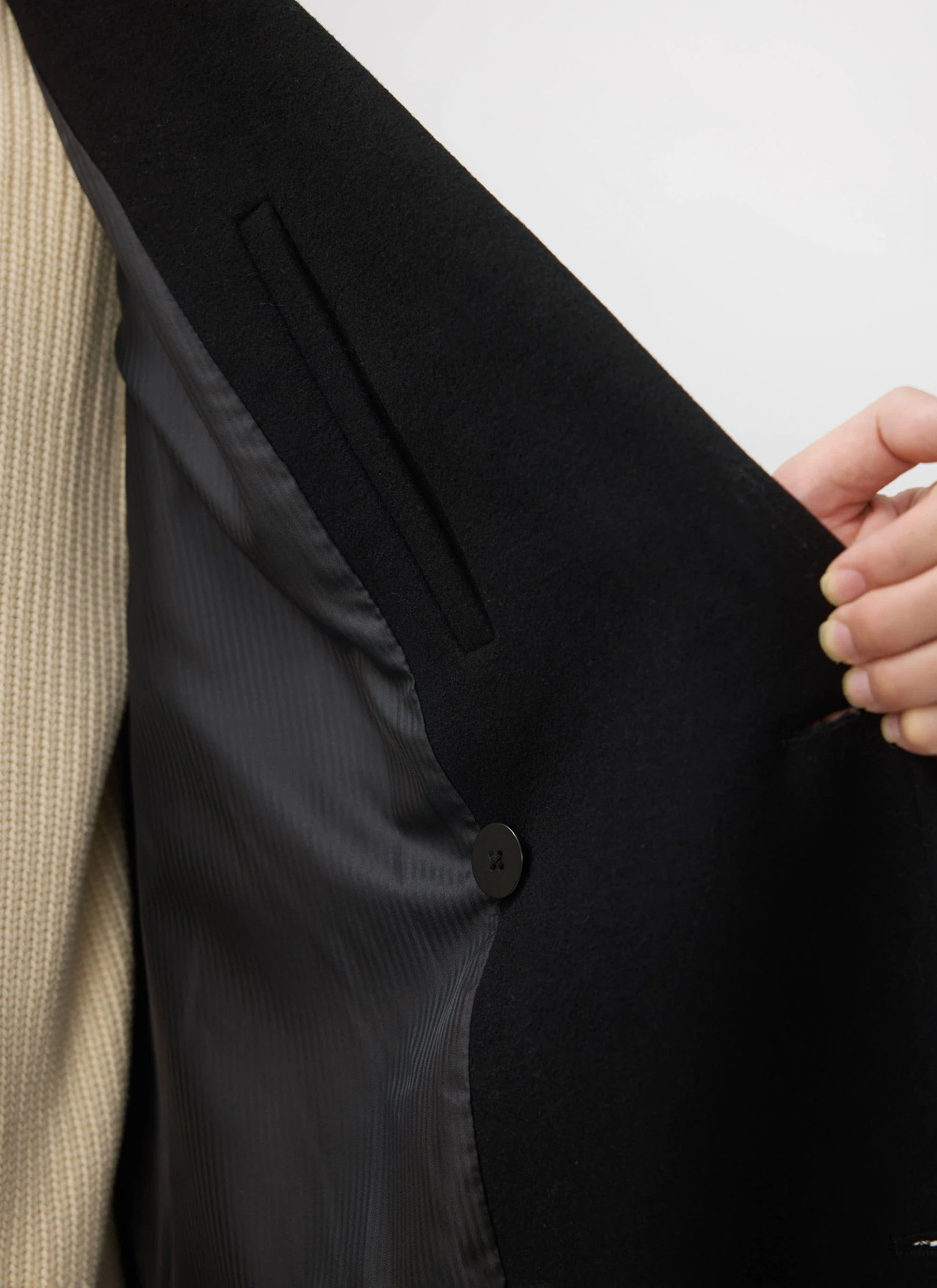 Double Breasted Overcoat | Wool | Black - Image 6