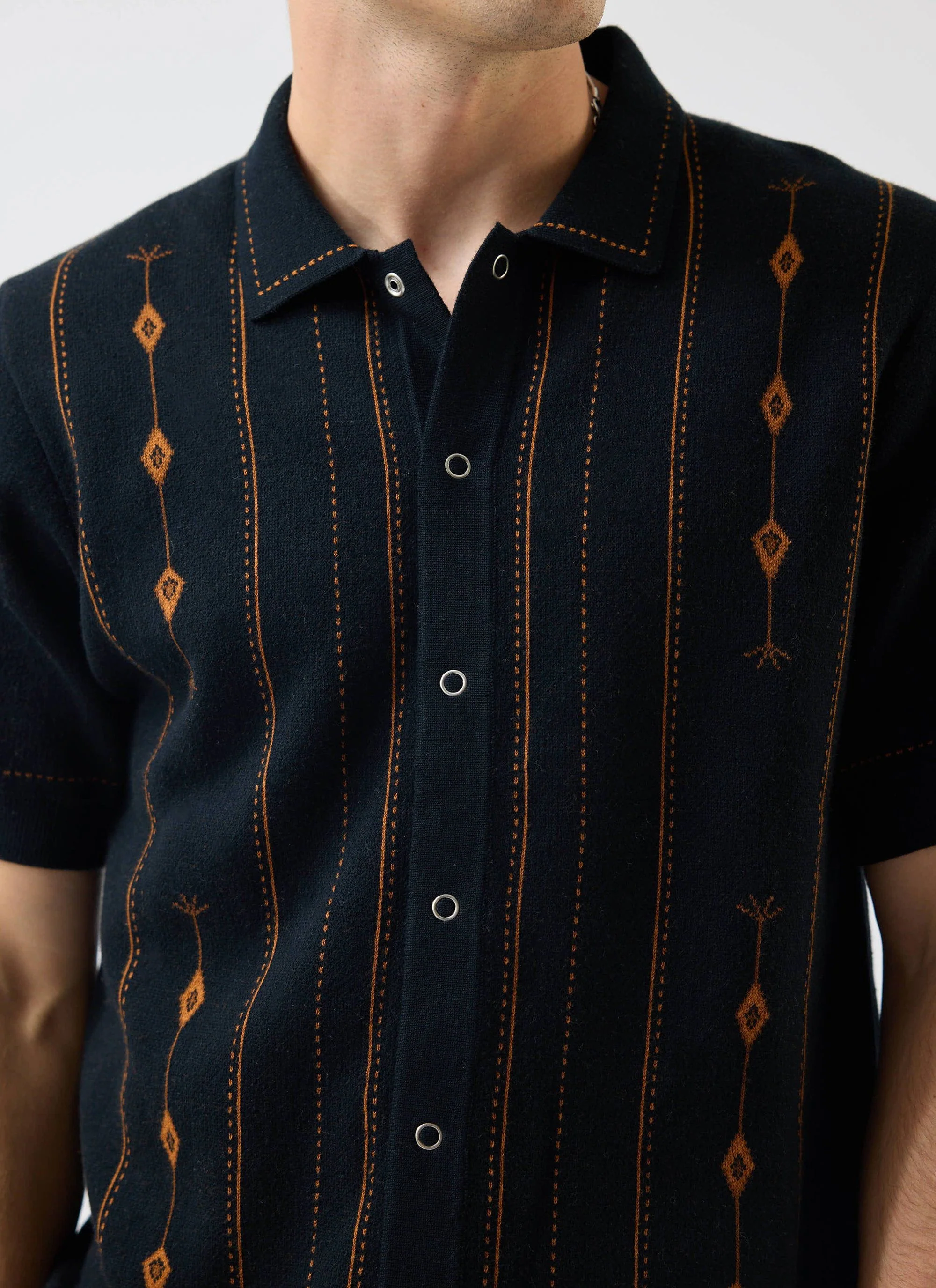 Folio Knitted Shirt | Cotton | Dark Navy - Image 3