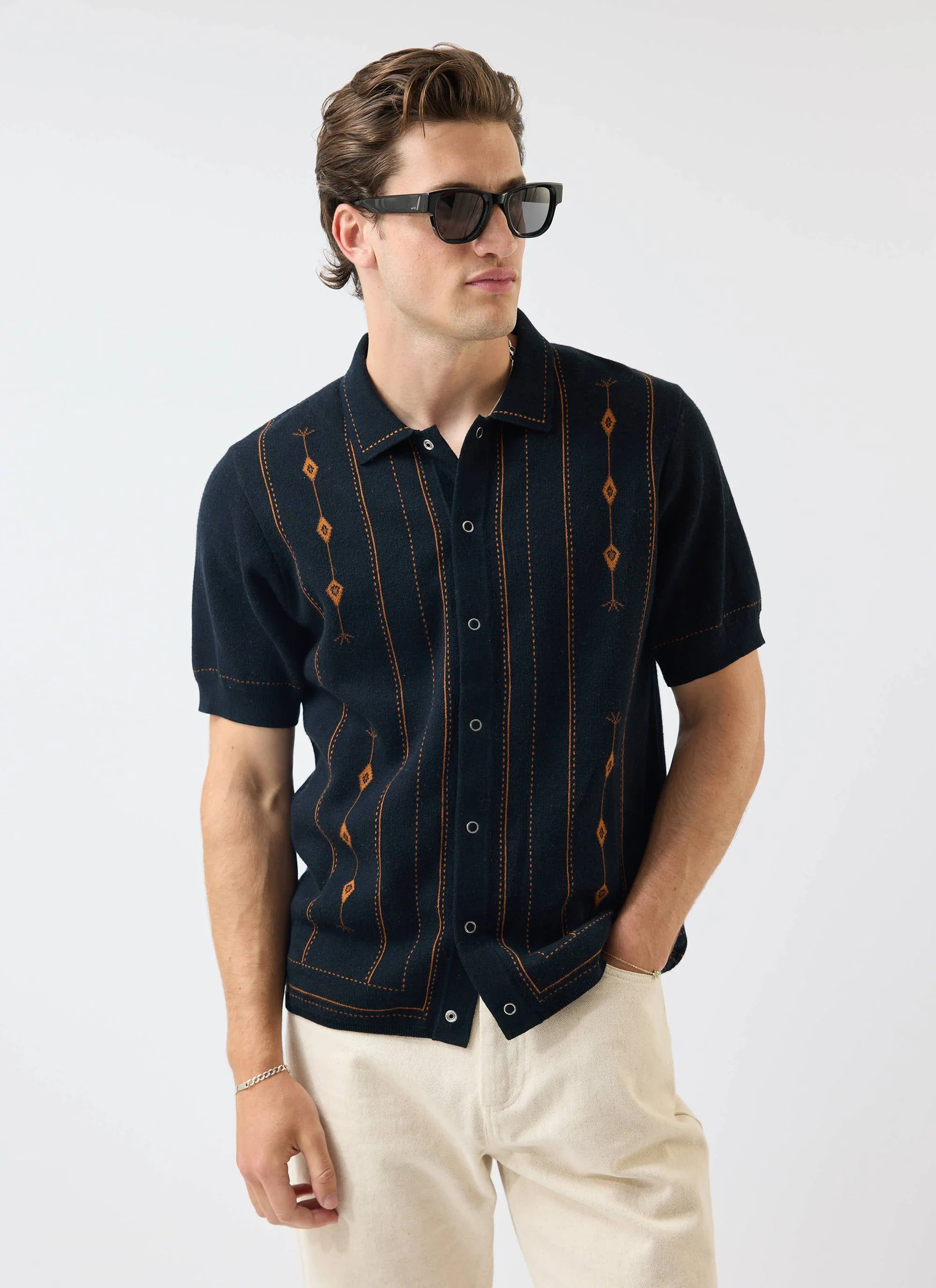 Folio Knitted Shirt | Cotton | Dark Navy - Image 7