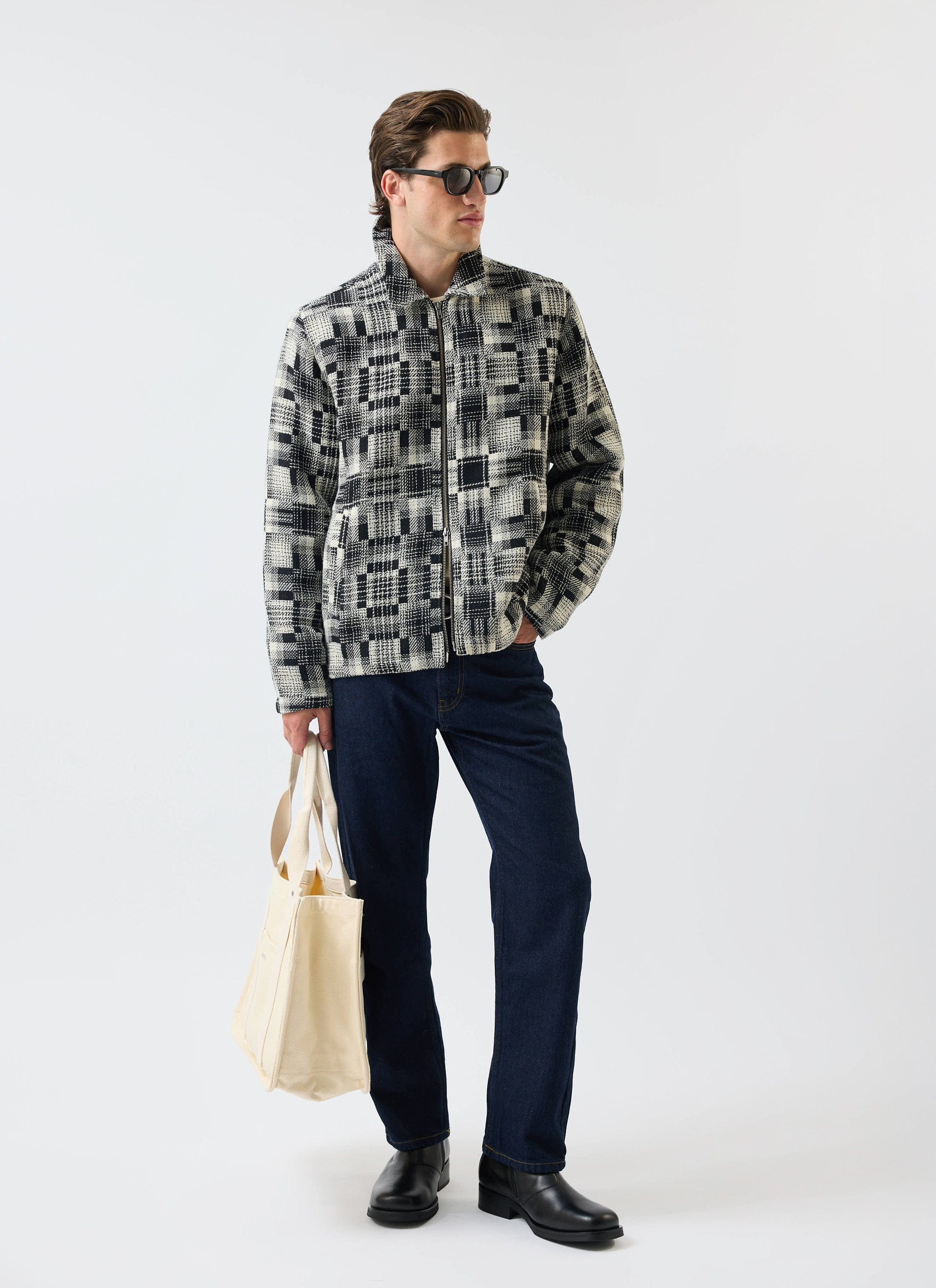 Men's Glossary Patchwork Jacket | Twill | Grey - Image 8