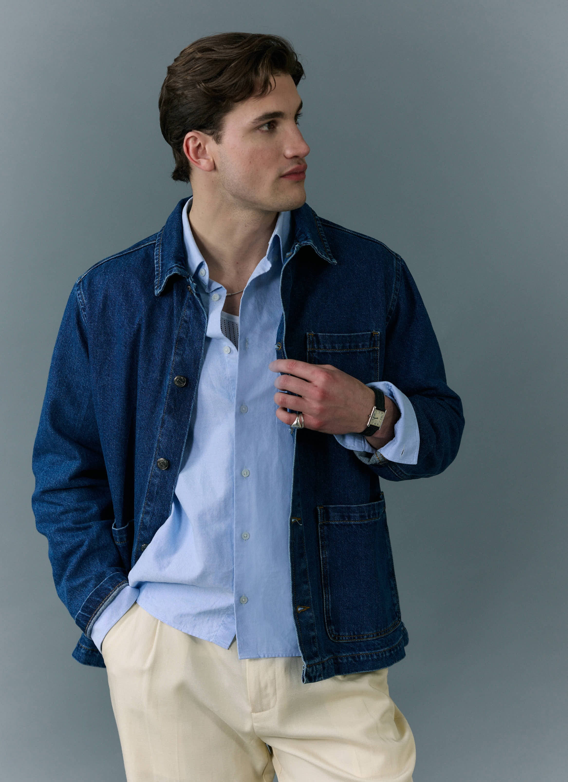 Gove Chore Jacket | Denim | Mid Wash Blue - Image 3