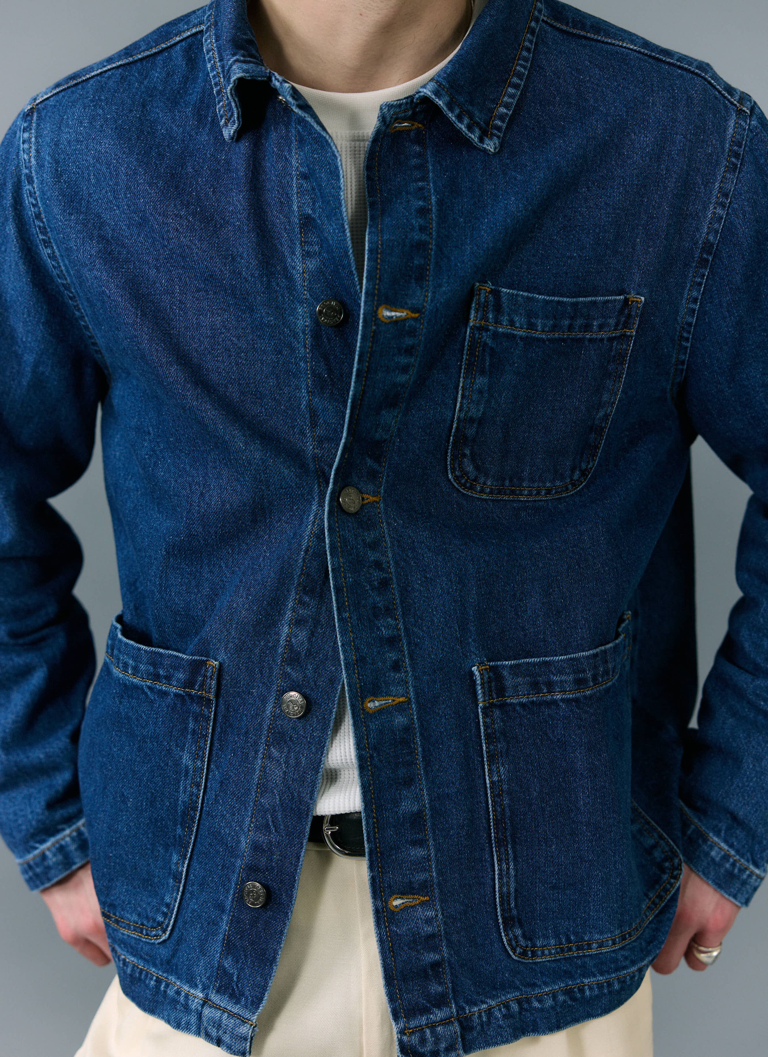 Gove Chore Jacket | Denim | Mid Wash Blue - Image 7