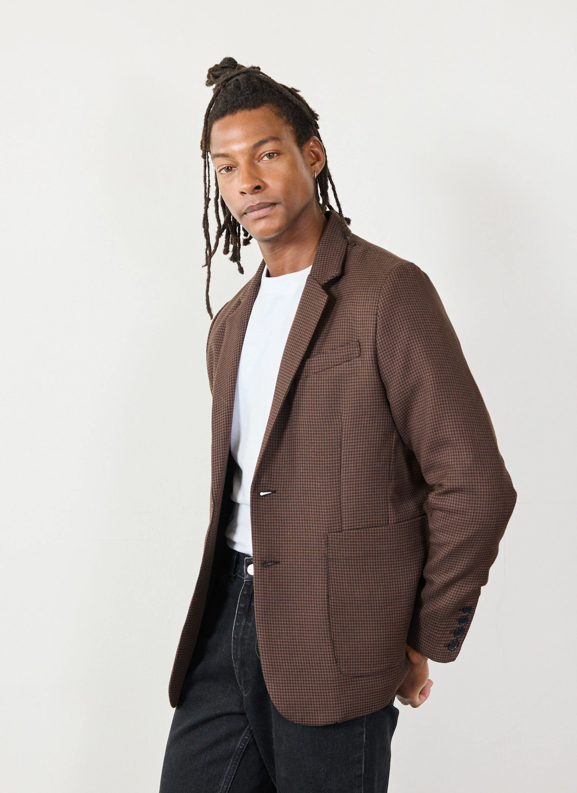 Houndstooth Tailored Blazer | Espresso - Image 7