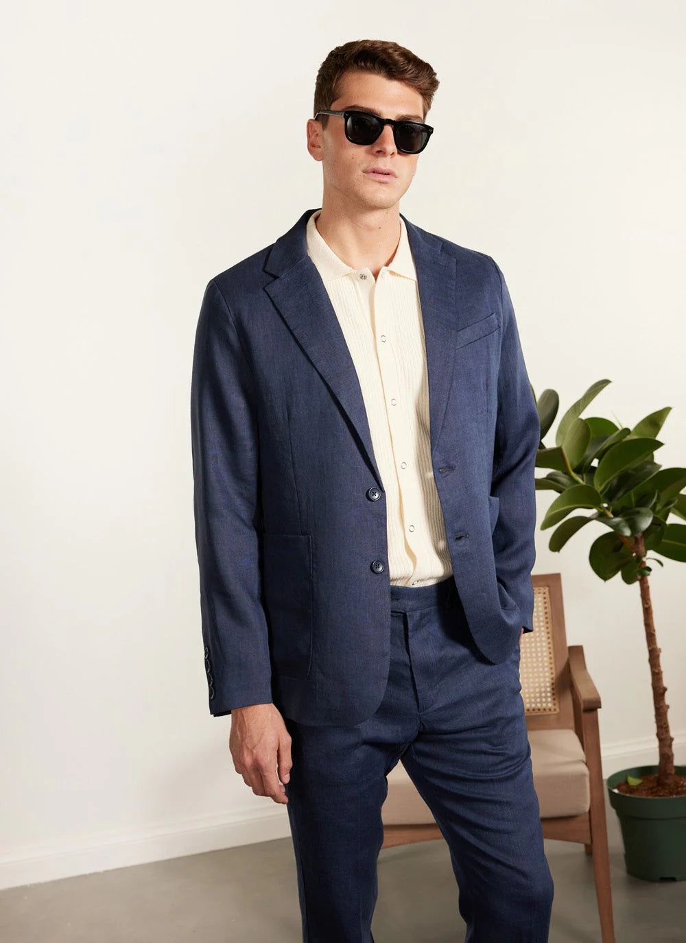 Tailored Linen Blazer | Royal Blue - Image 5