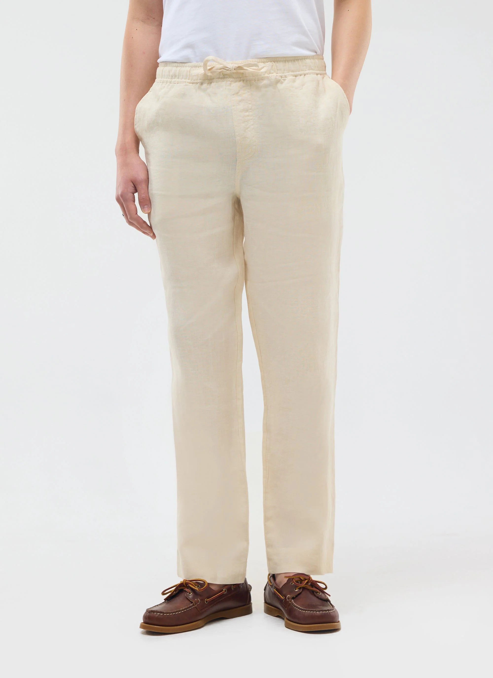 Linen Everyday Trousers | Cream - Image 3