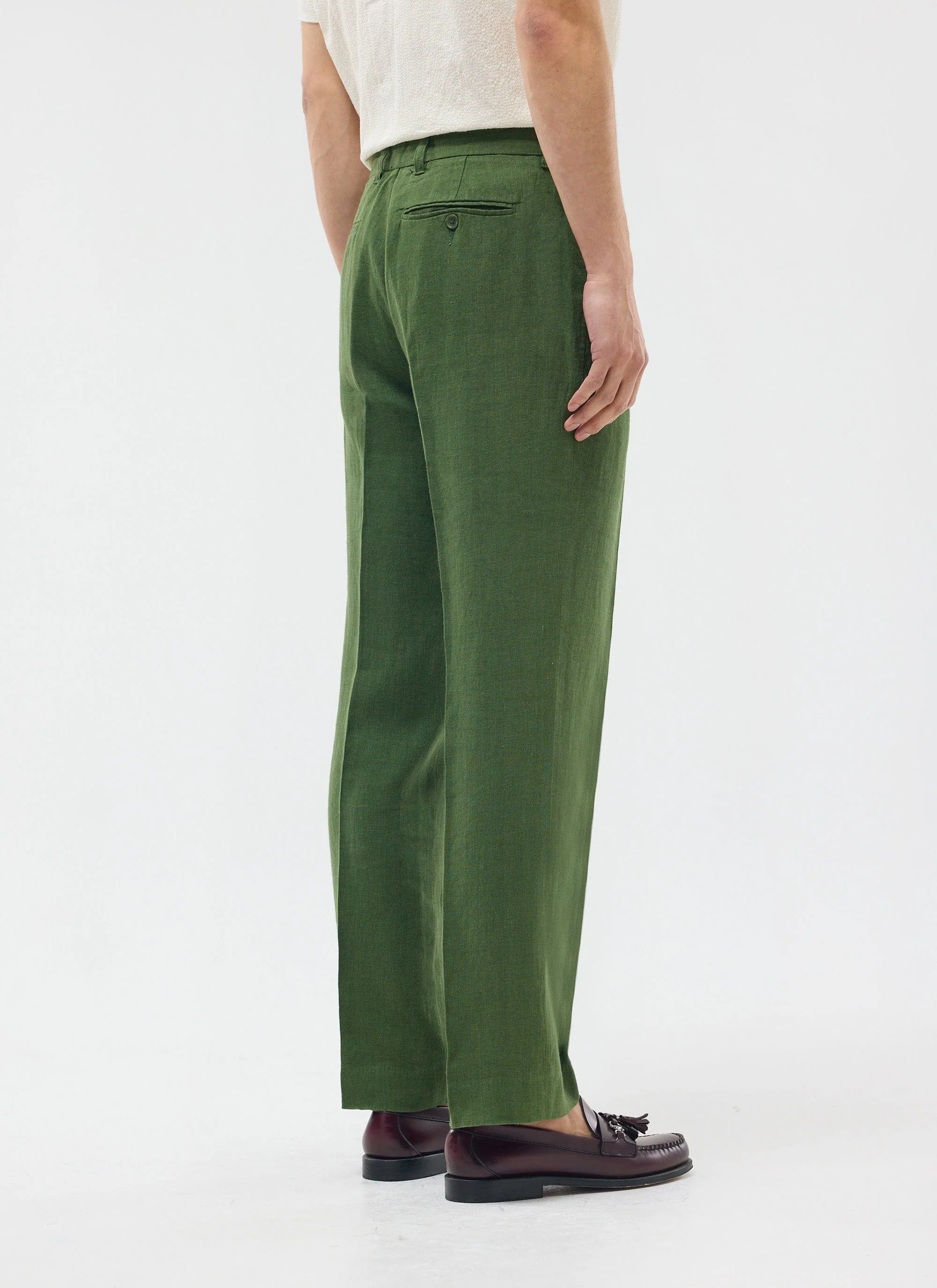 Tailored Linen Trousers | Forest - Image 6