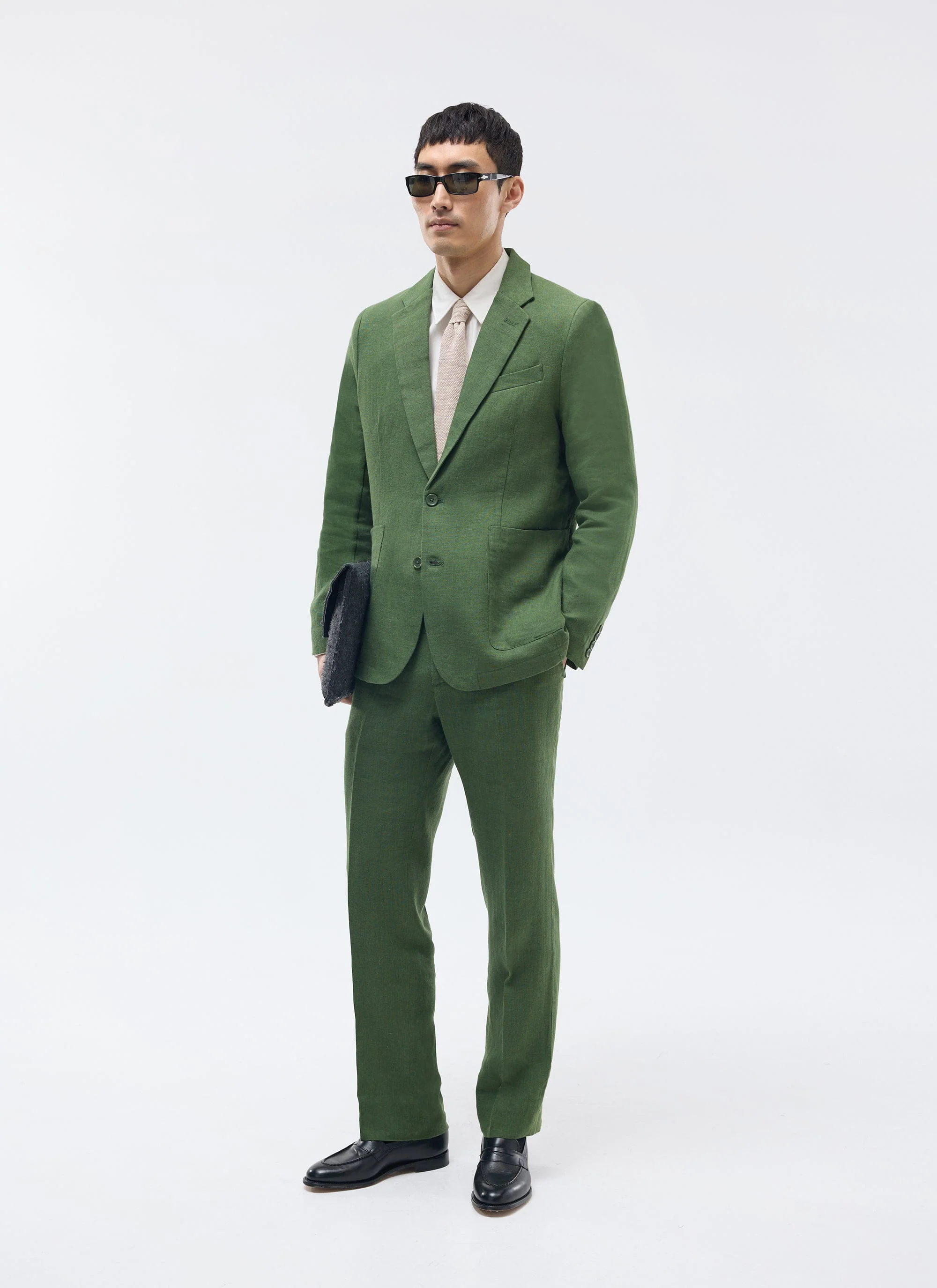 Tailored Linen Trousers | Forest - Image 7