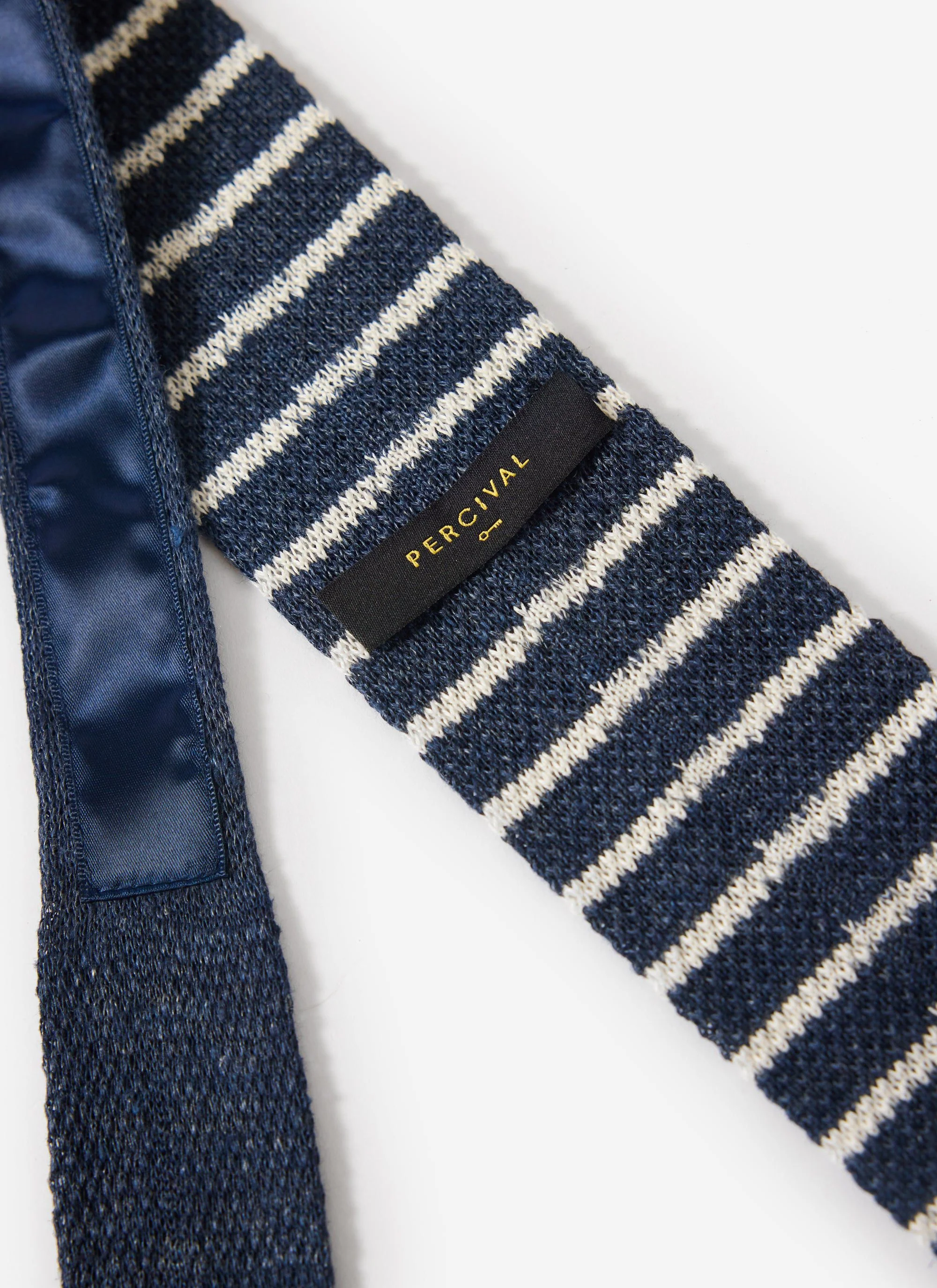 Stripe Linen Tie | Navy Marl - Image 3