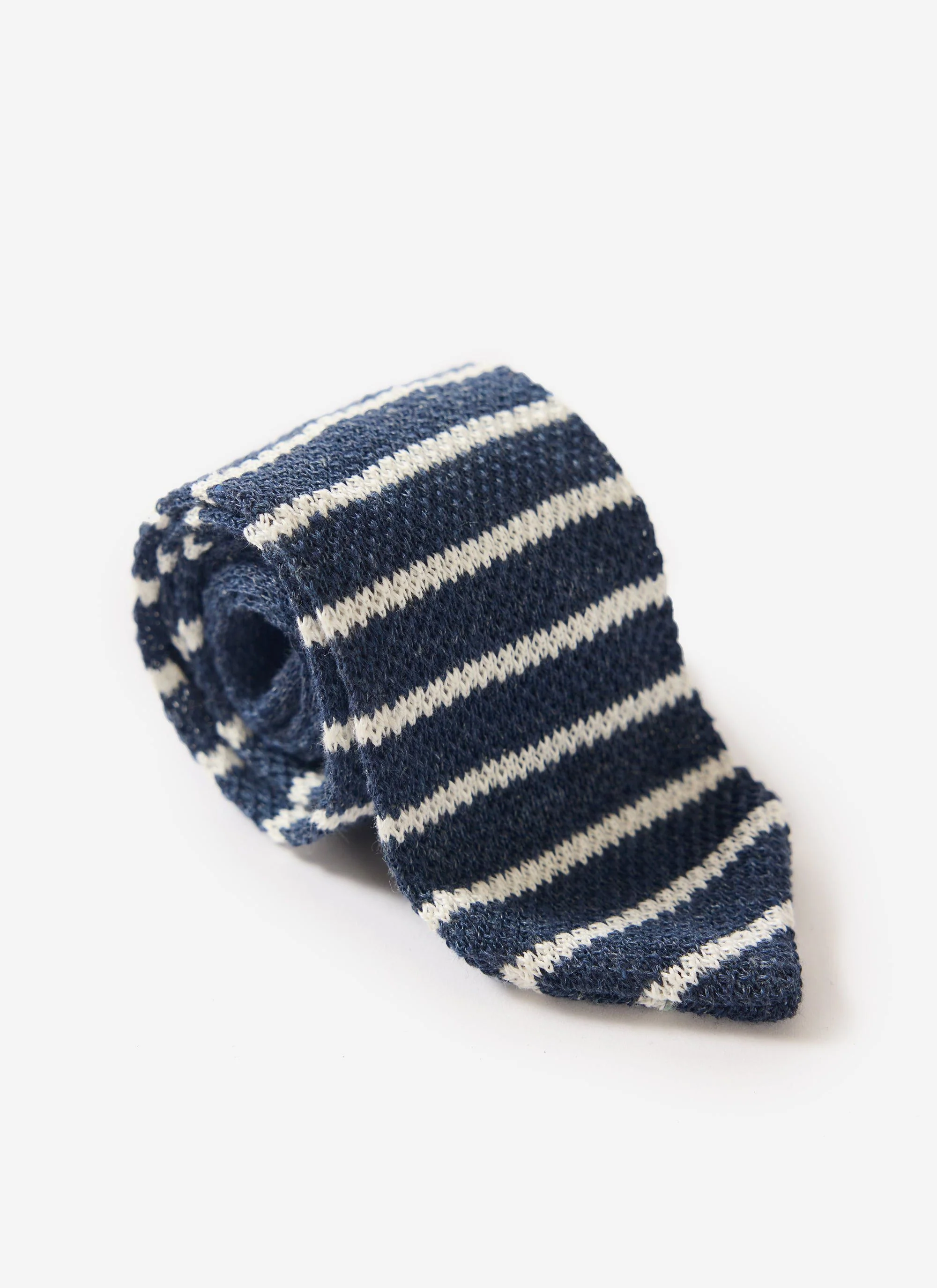 Stripe Linen Tie | Navy Marl - Image 5
