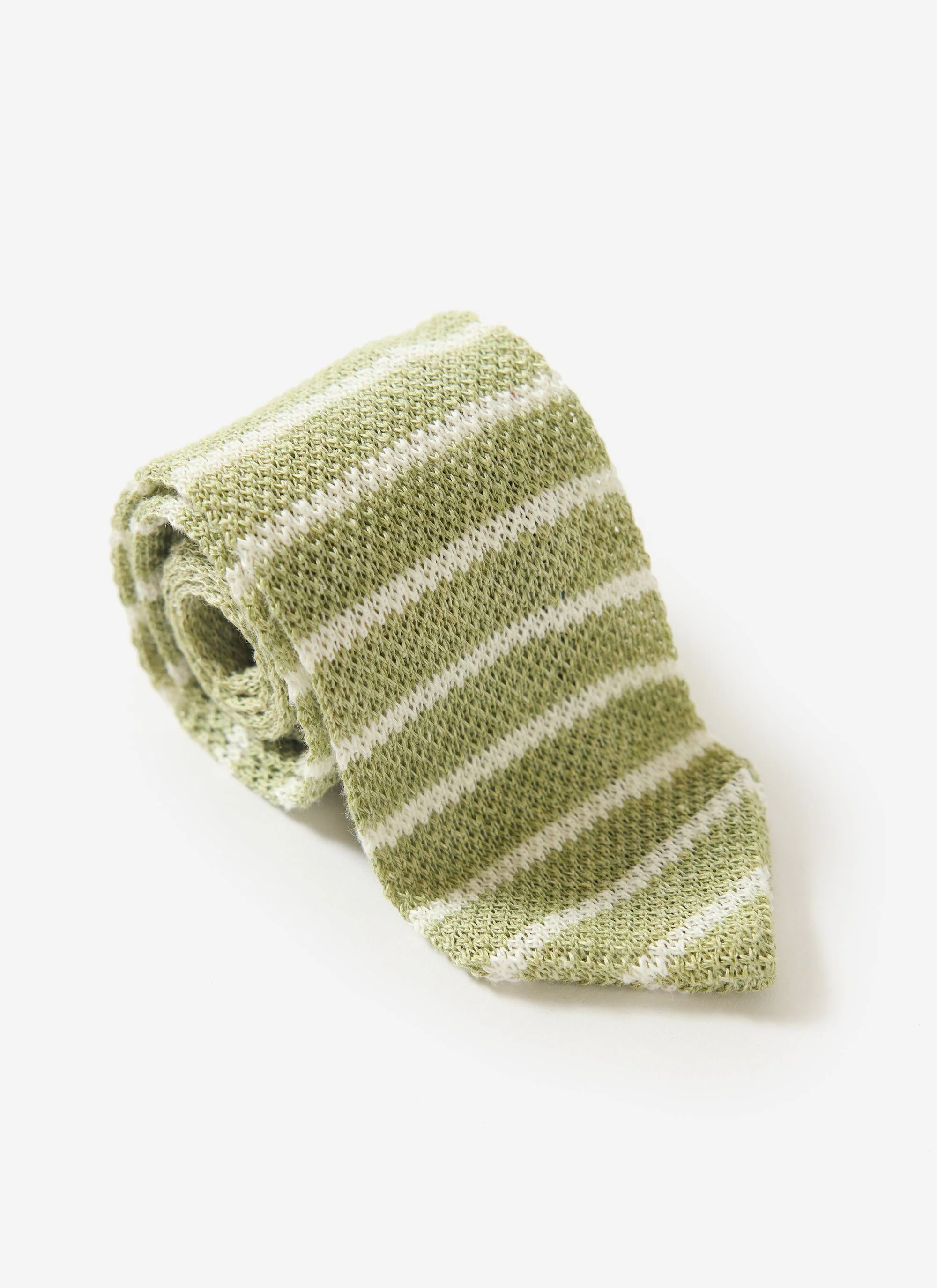 Stripe Linen Tie | Sage Marl - Image 3