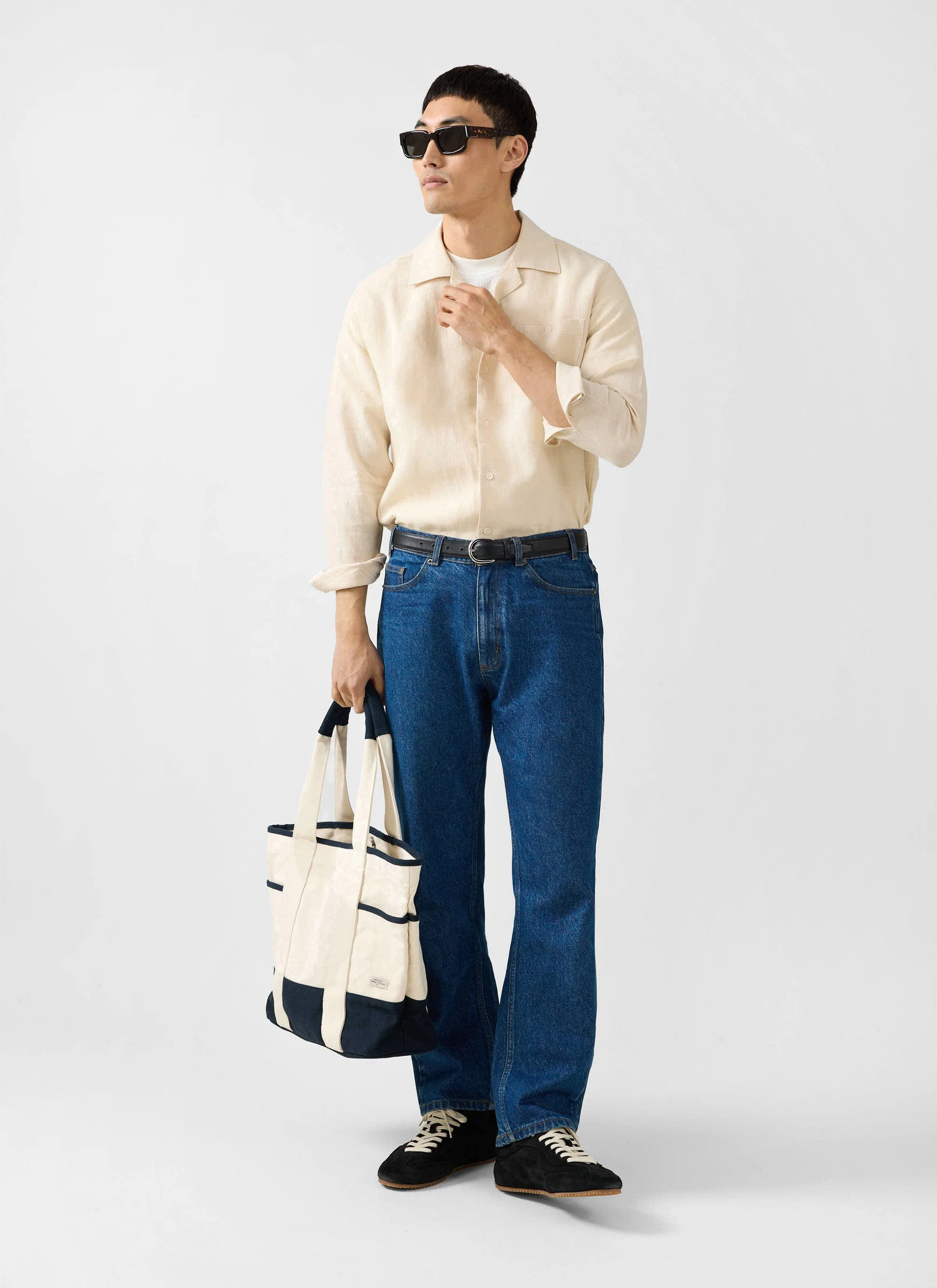 Long Sleeve Cuban Linen Shirt | Cream - Image 4