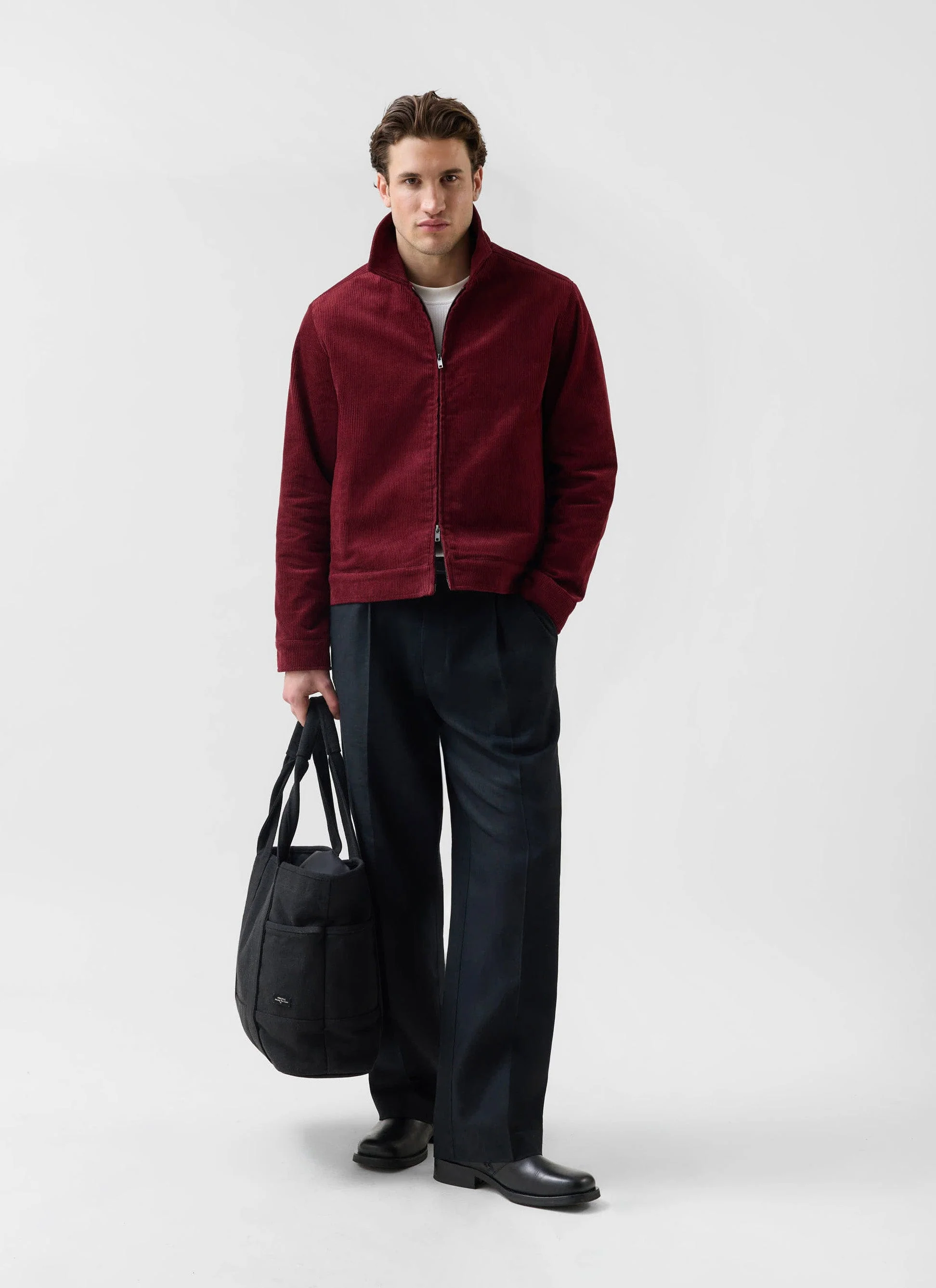 Marcel Cord Jacket | Cotton | Burgundy - Image 4